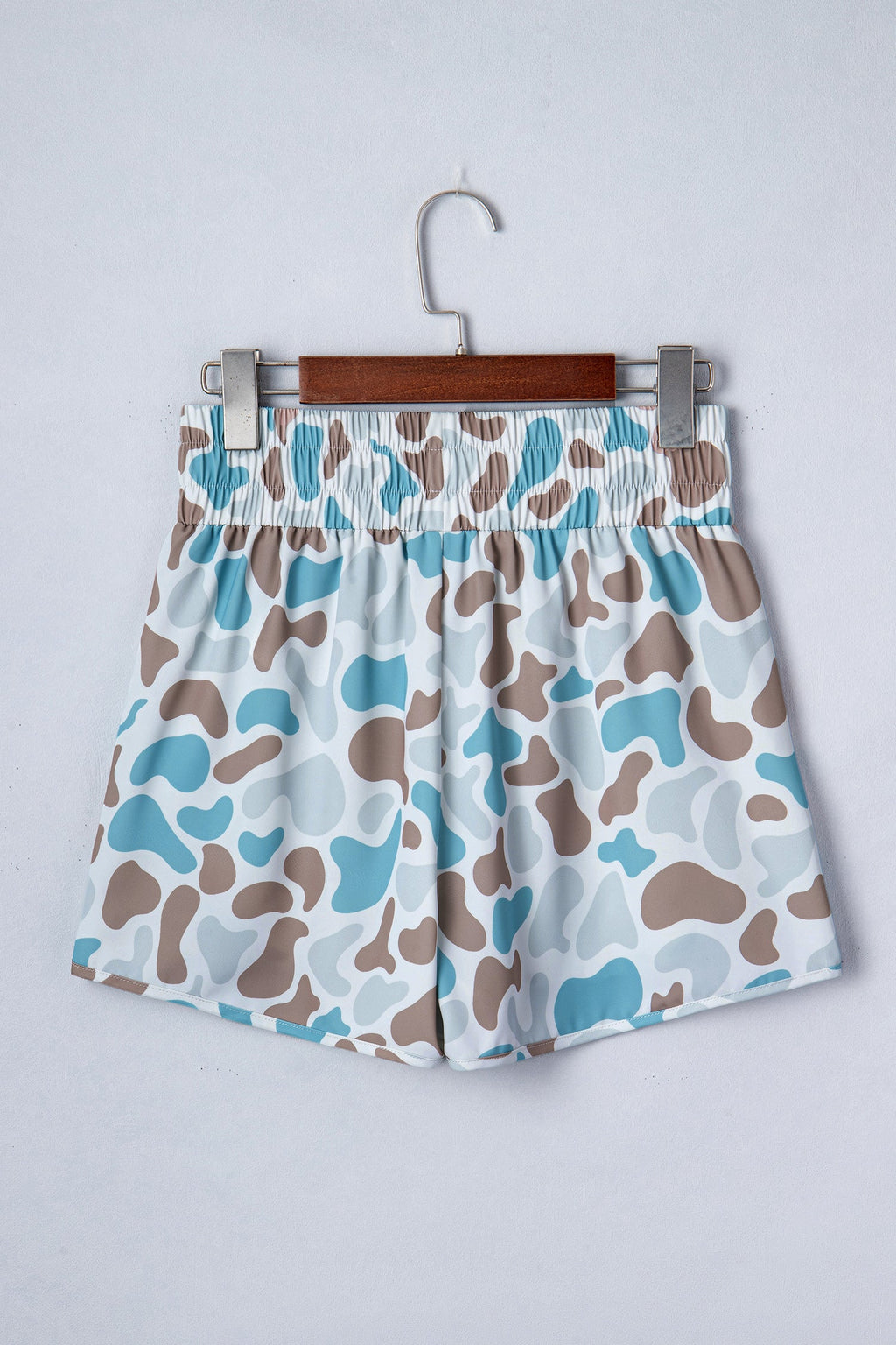 Camo Shirred High Waist Athleisure Shorts