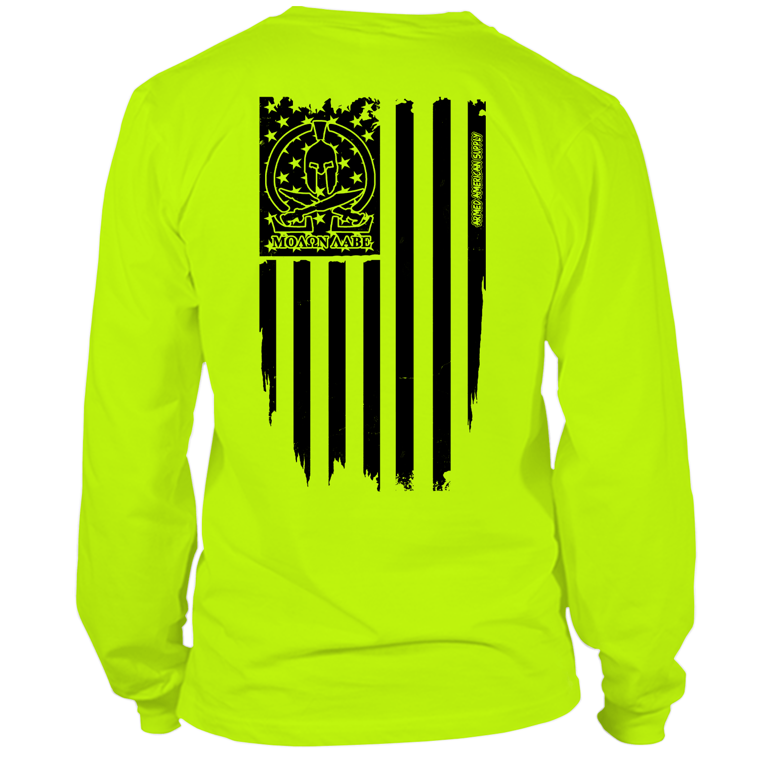 Molon Labe Ghost Flag - Long Sleeve Hi-Vis T-Shirt by Armed American Supply