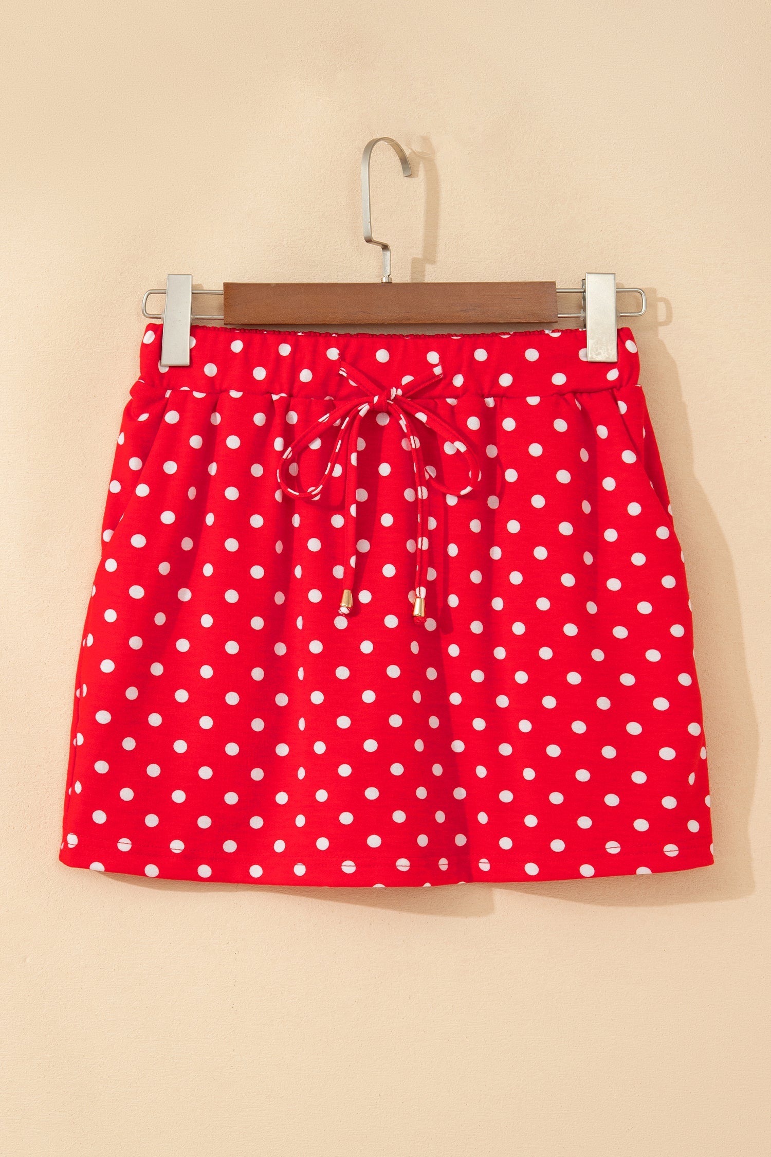 Polka Dot Drawstring Mini Skort