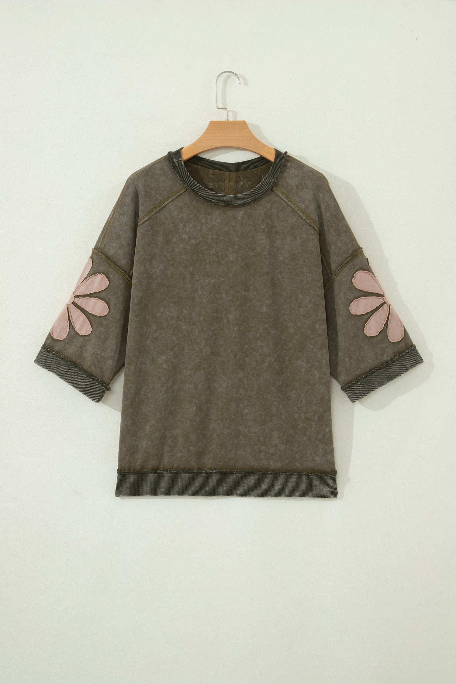 Floral Patchwork Mineral Wash Exposed Seam Top