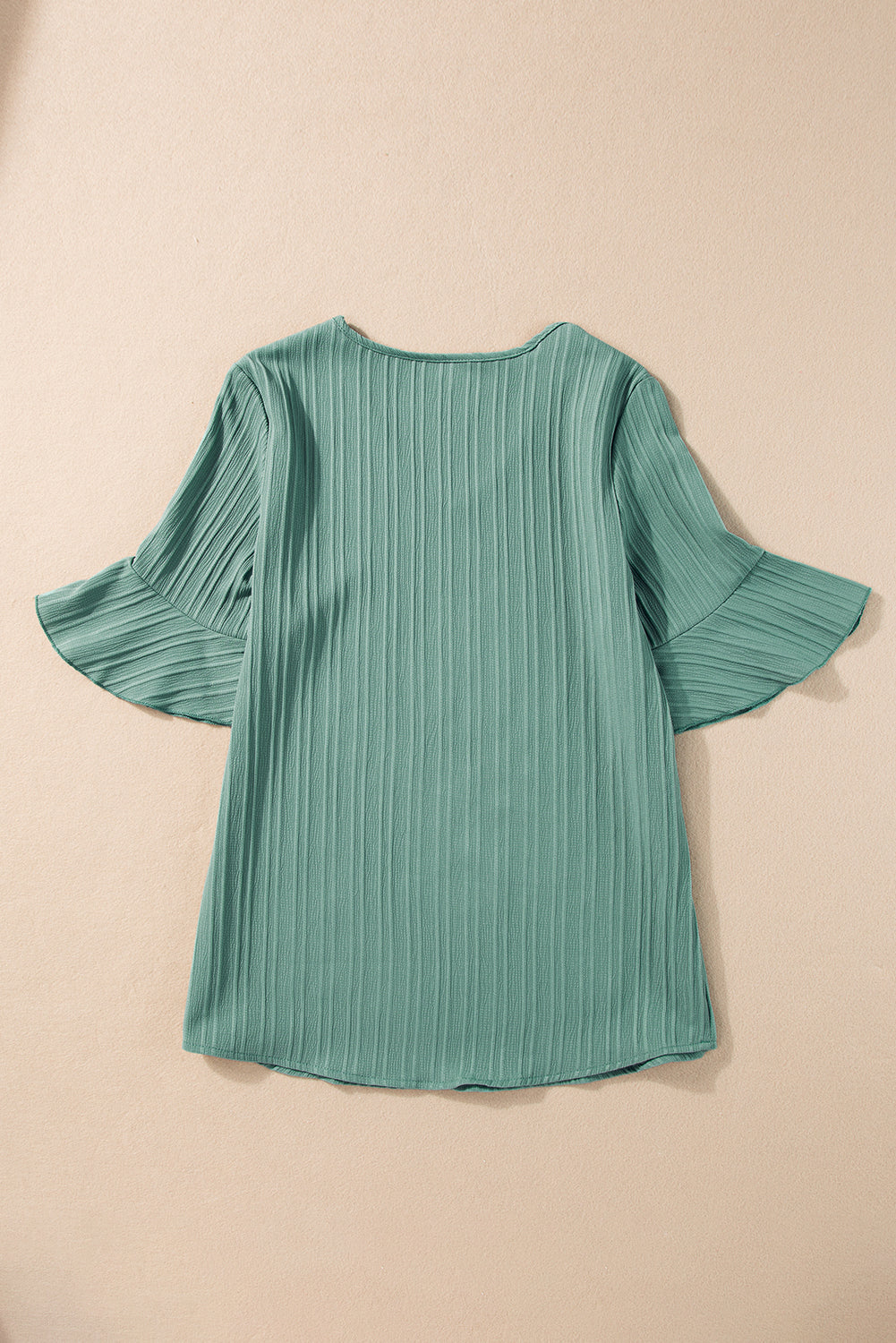 Grass Green Ruffled Half Sleeve V Neck Textured Top by Wild and Free Boutique