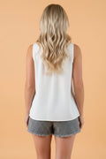 Stripe Denim Raw Edge Drawstring Waist Shorts