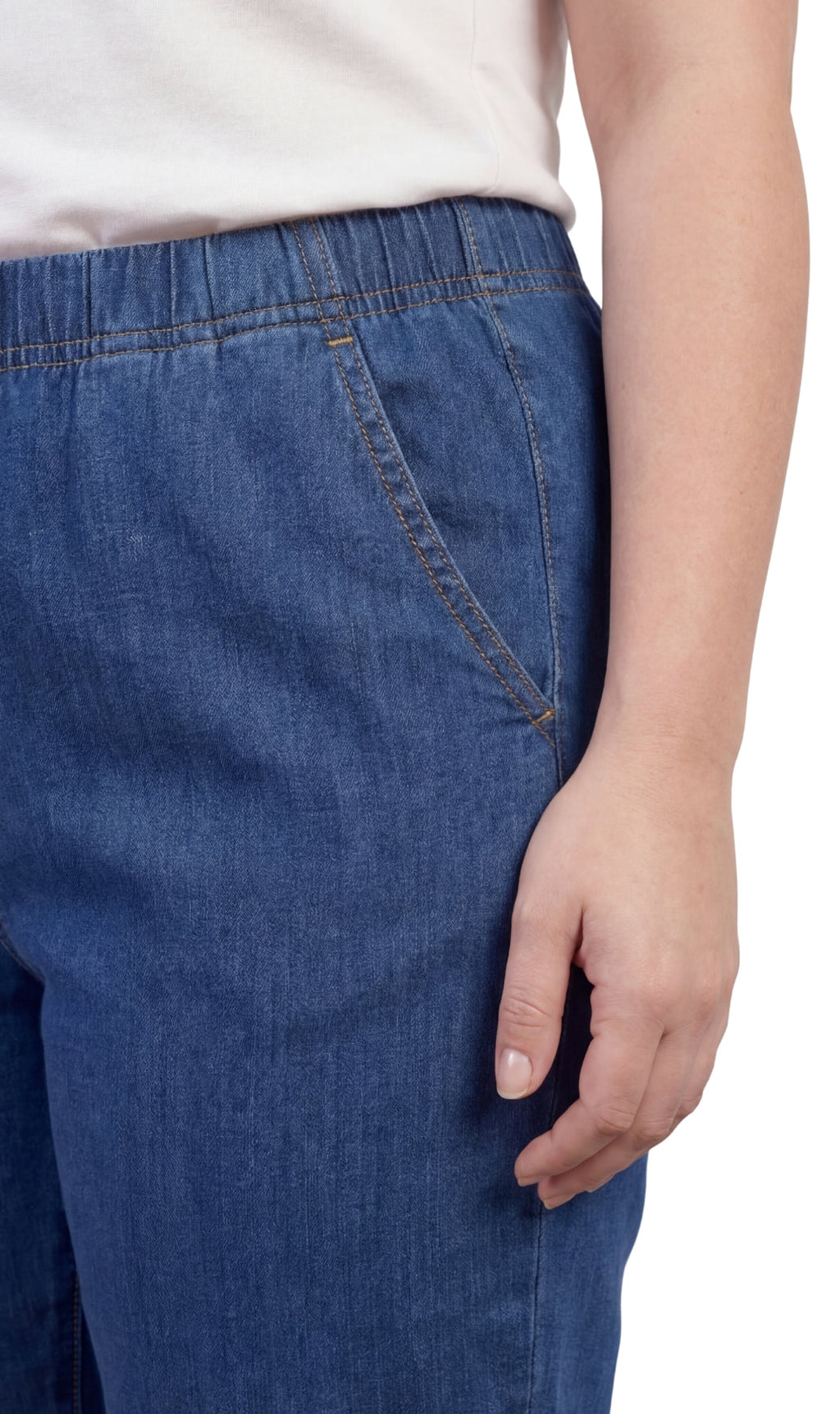 Women's Lightweight Pull-On Denim Jeans — Elastic Waist No Zipper by TURTLE BAY APPAREL