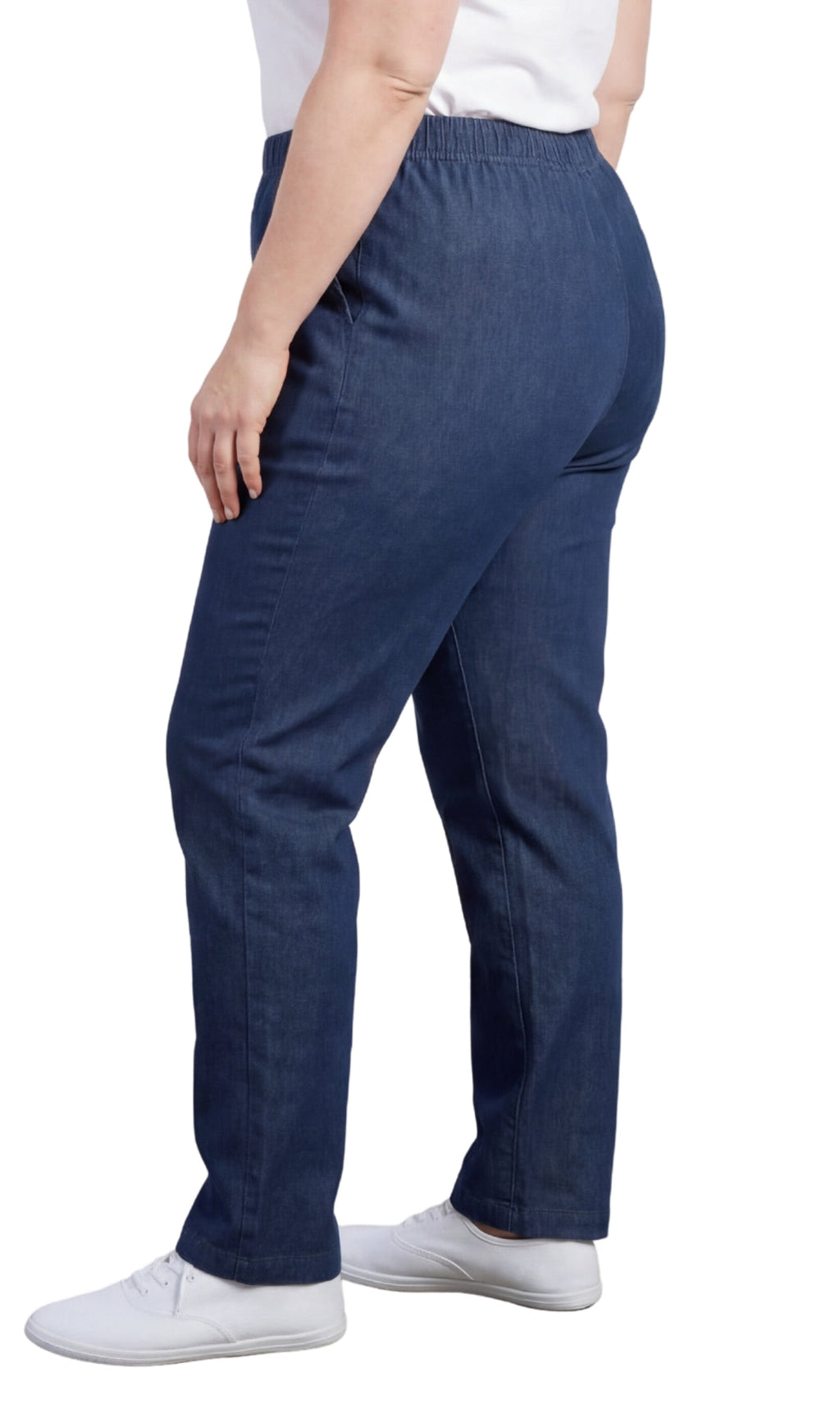 Women's Lightweight Pull-On Denim Jeans — Elastic Waist No Zipper by TURTLE BAY APPAREL