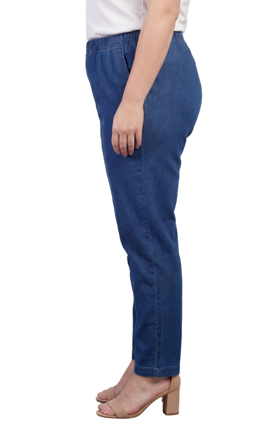 Women's Lightweight Pull-On Denim Jeans — Elastic Waist No Zipper by TURTLE BAY APPAREL