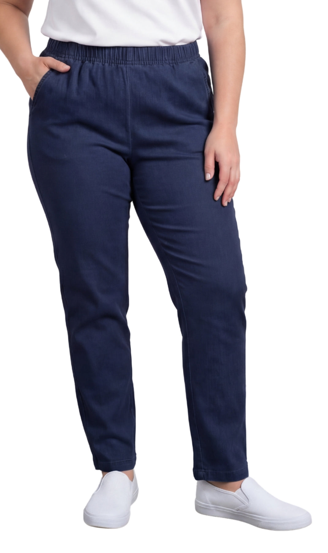 Women's Lightweight Pull-On Denim Jeans — Elastic Waist No Zipper by TURTLE BAY APPAREL