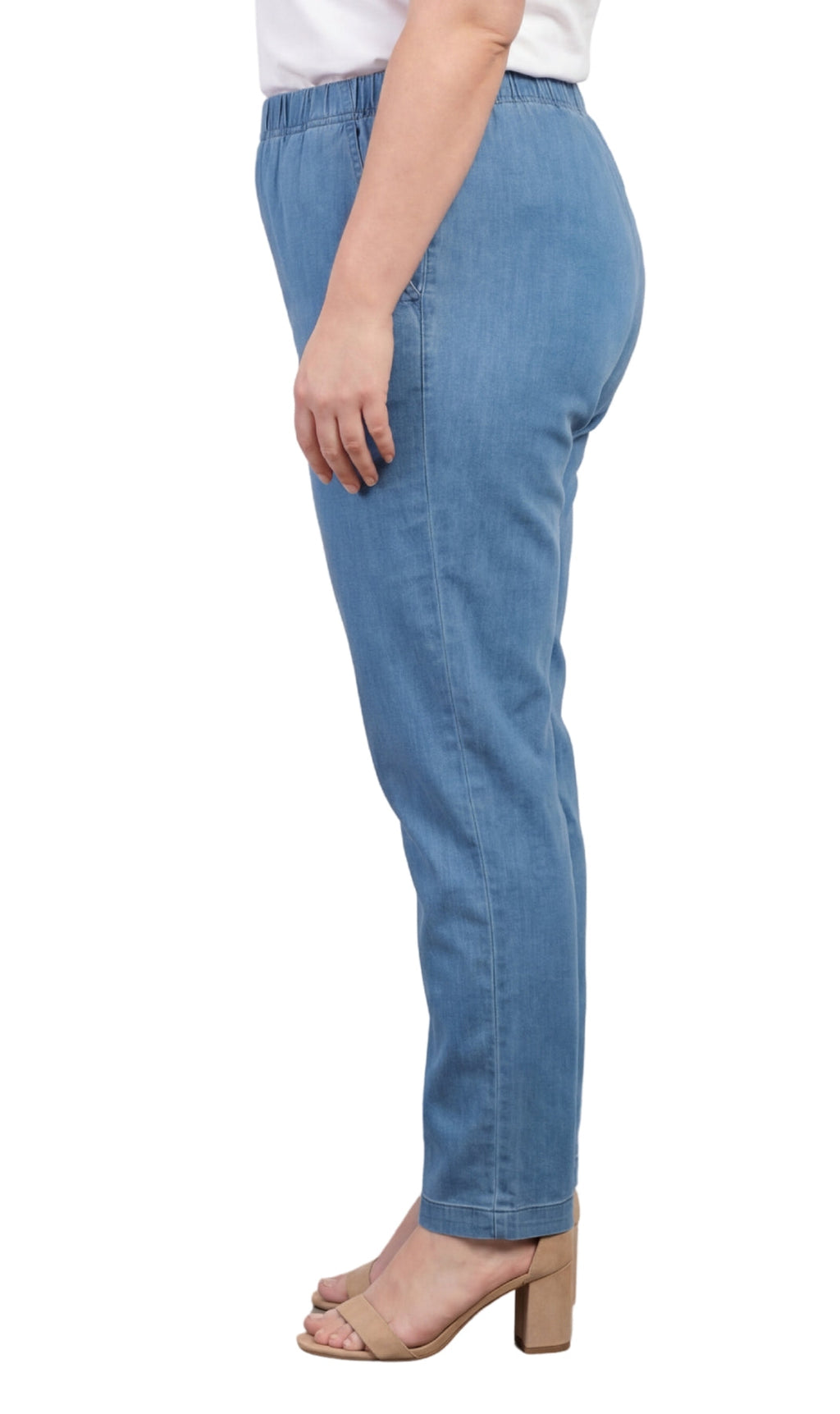 Women's Lightweight Pull-On Denim Jeans — Elastic Waist No Zipper by TURTLE BAY APPAREL