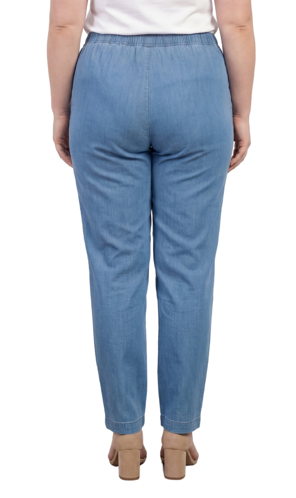 Women's Lightweight Pull-On Denim Jeans — Elastic Waist No Zipper by TURTLE BAY APPAREL