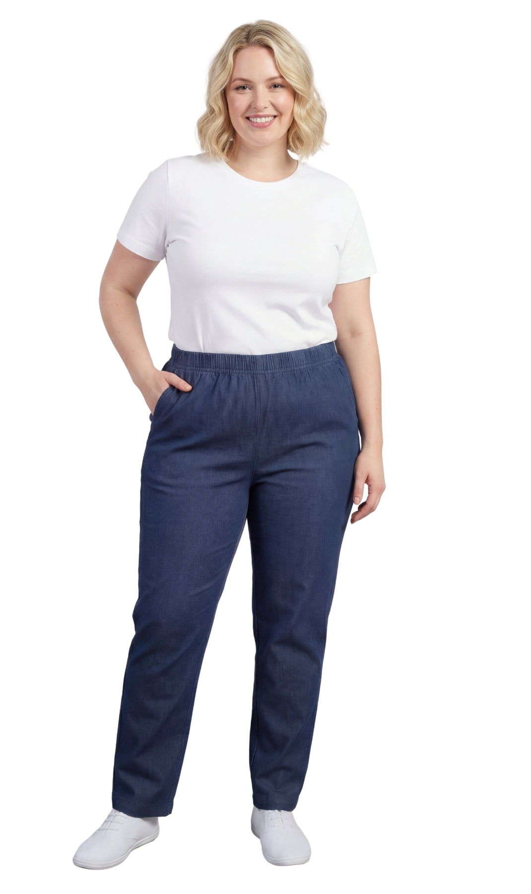 Women's Lightweight Pull-On Denim Jeans — Elastic Waist No Zipper by TURTLE BAY APPAREL