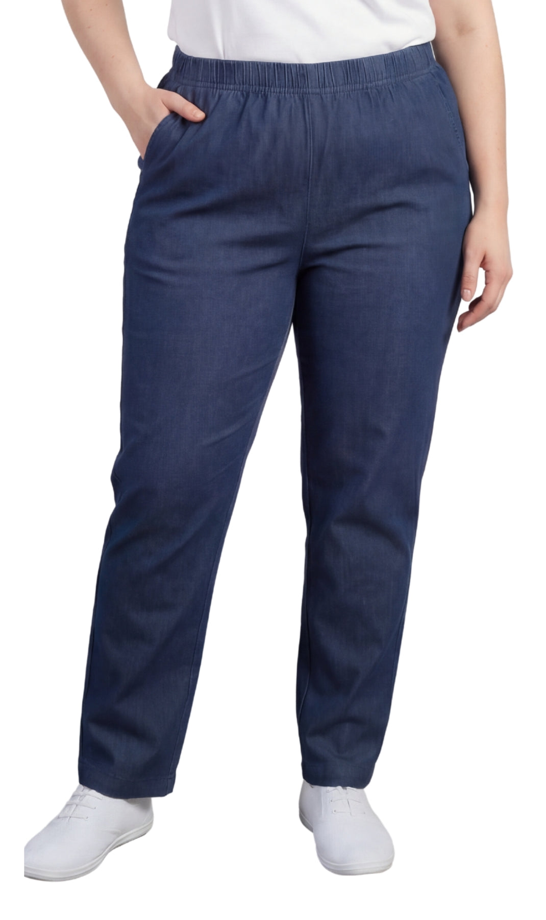 Women's Lightweight Pull-On Denim Jeans — Elastic Waist No Zipper by TURTLE BAY APPAREL