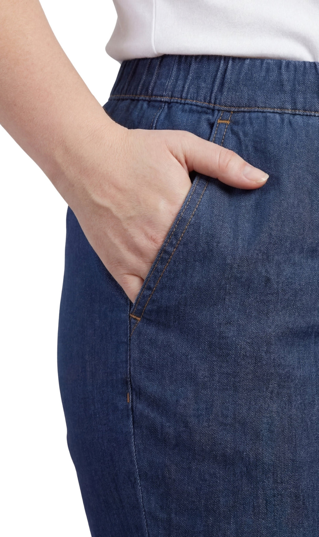 Women's Lightweight Pull-On Denim Jeans — Elastic Waist No Zipper by TURTLE BAY APPAREL