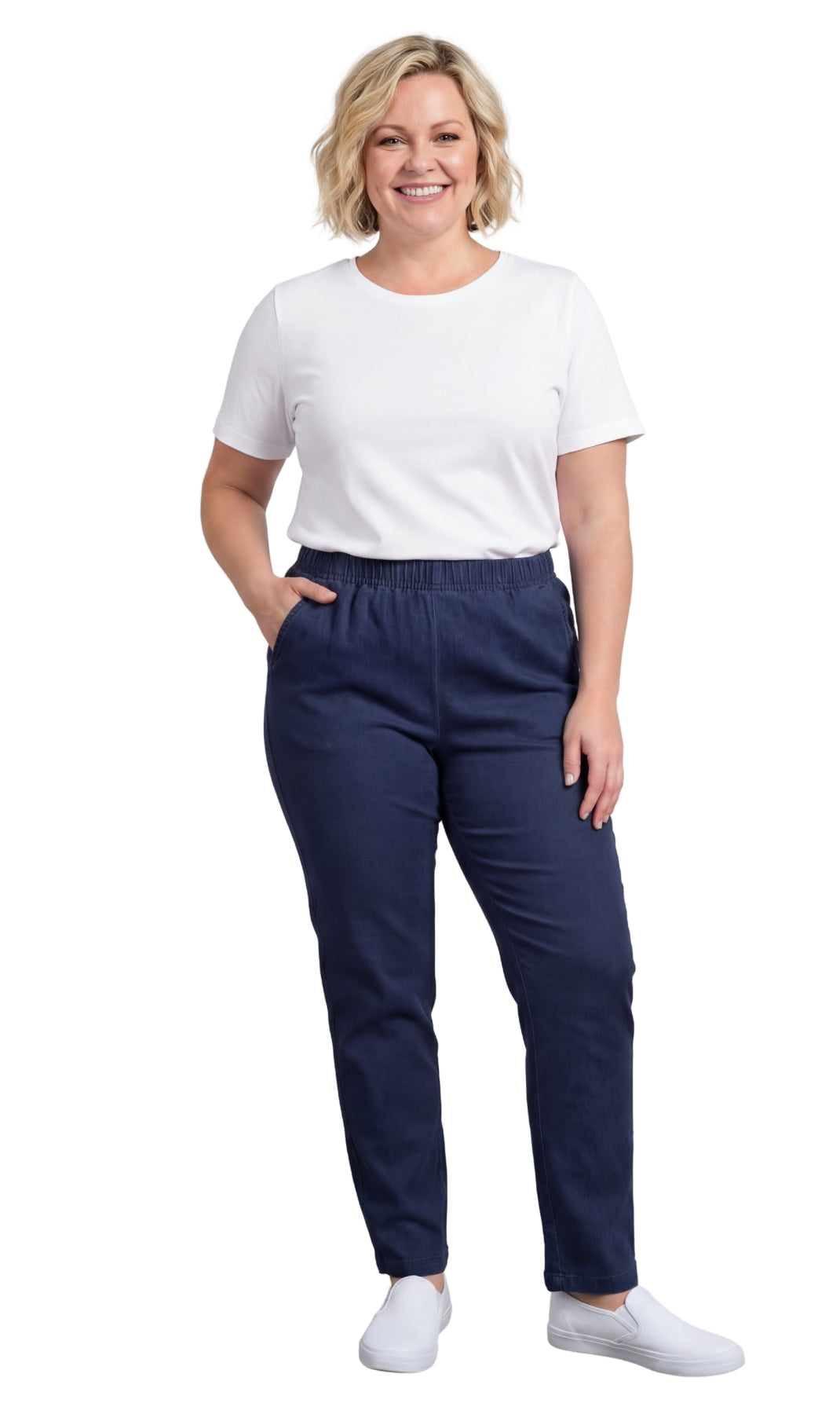 Women's Lightweight Pull-On Denim Jeans — Elastic Waist No Zipper by TURTLE BAY APPAREL