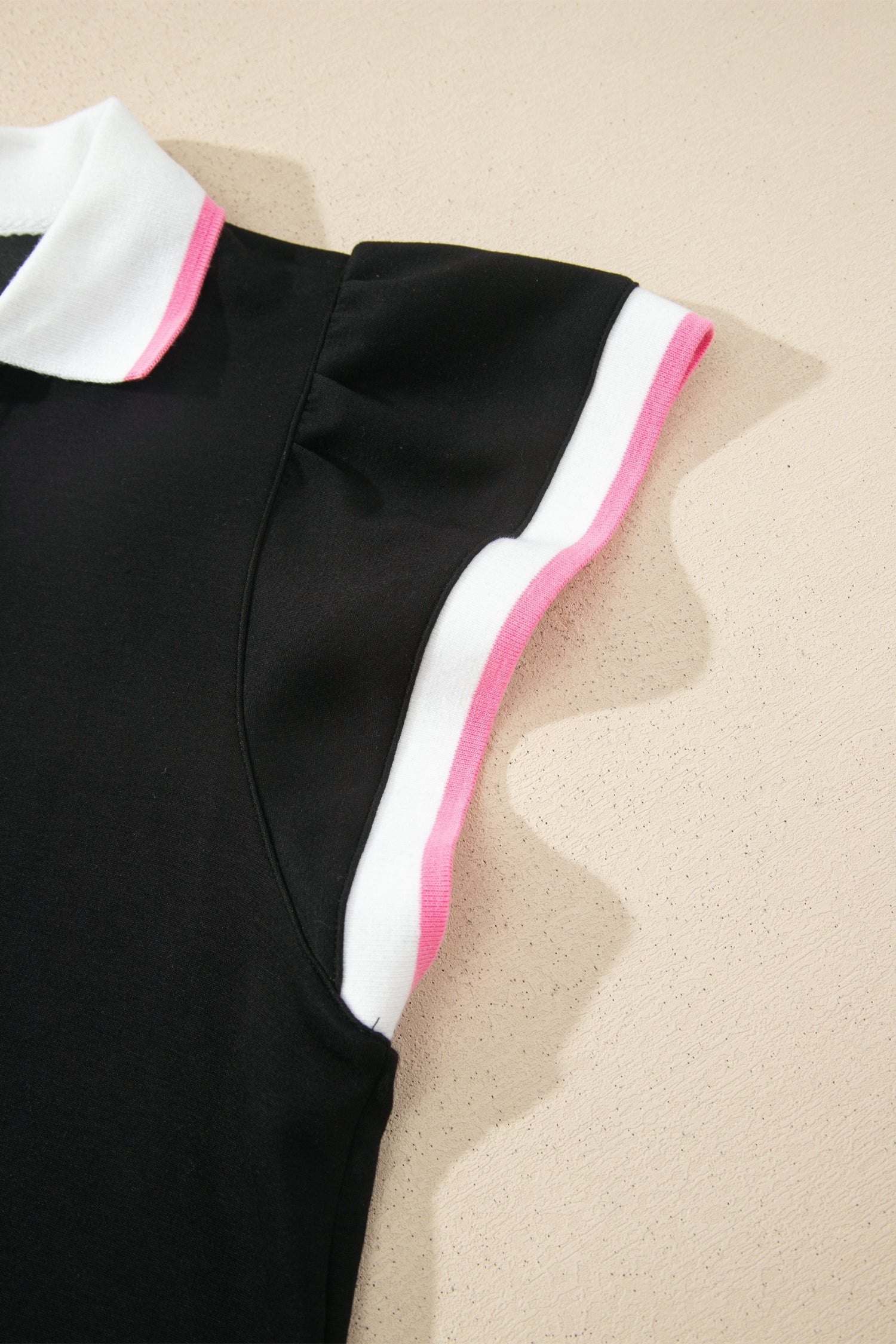 Stripe Trim Polo Tee & Drawstring Skirt Set