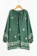 Boho Floral Tie Neck Puff Sleeve Dress