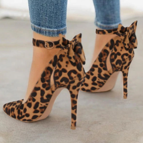 Women's Bow Pointed-Toe High Heels | Faux Leather Stiletto Sandals by Sarah Express