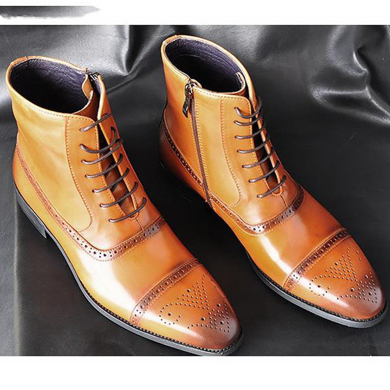 Men's Plush Lined Winter Boots | Big Size Vintage Lace-Up Safety Boots by Sarah Express