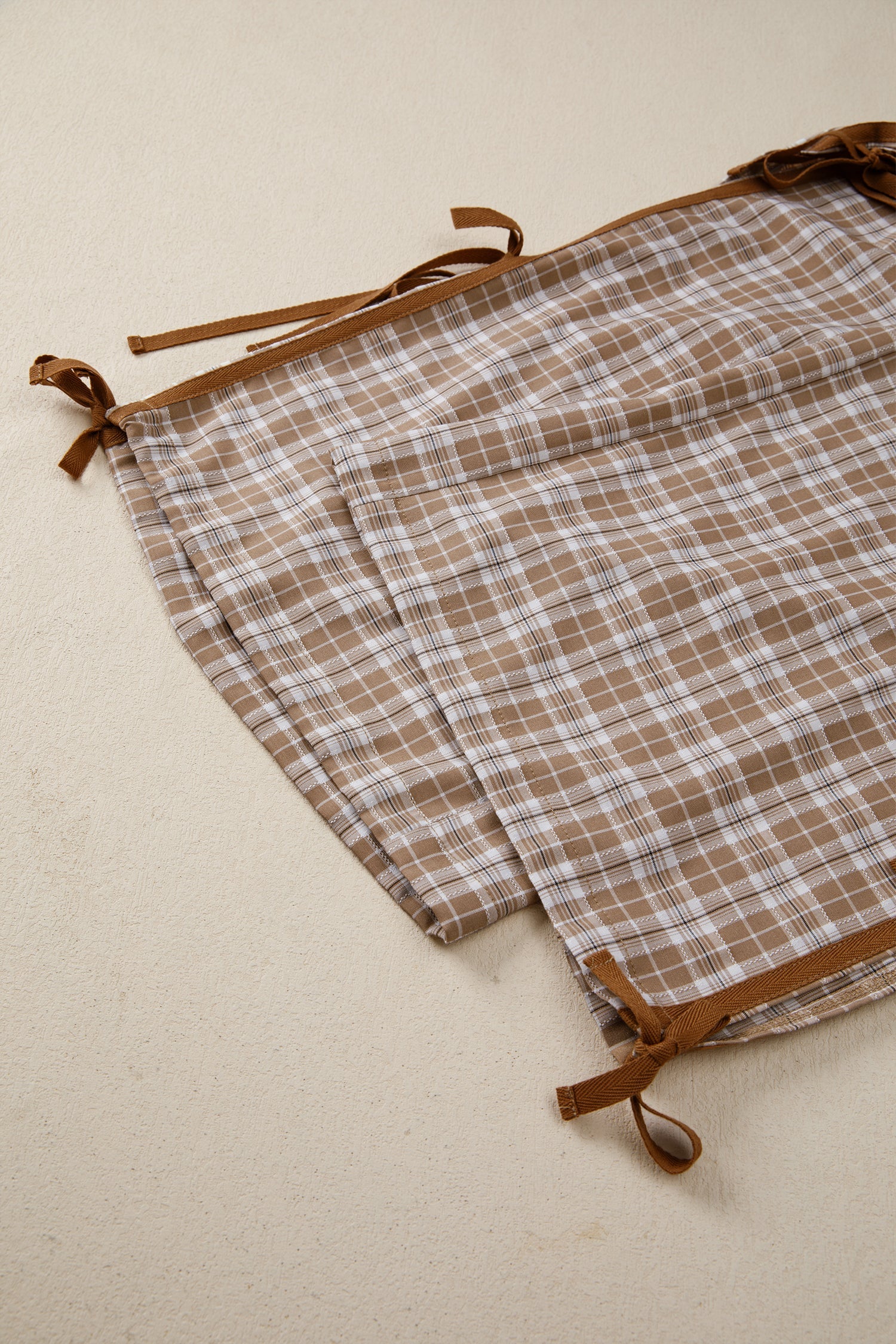 Plaid Bow Tie Contrast Elastic Waist Jogger Pants