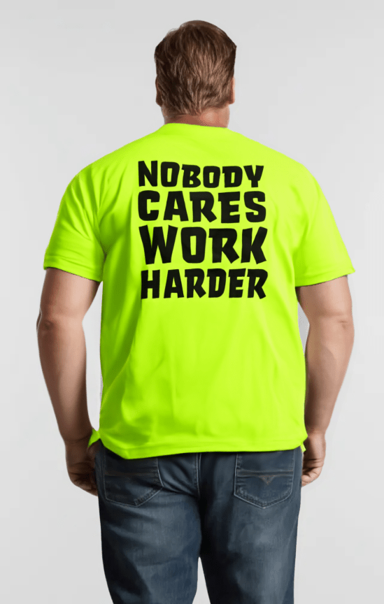 Nobody Cares - Safety Yellow T-Shirt by Armed American Supply