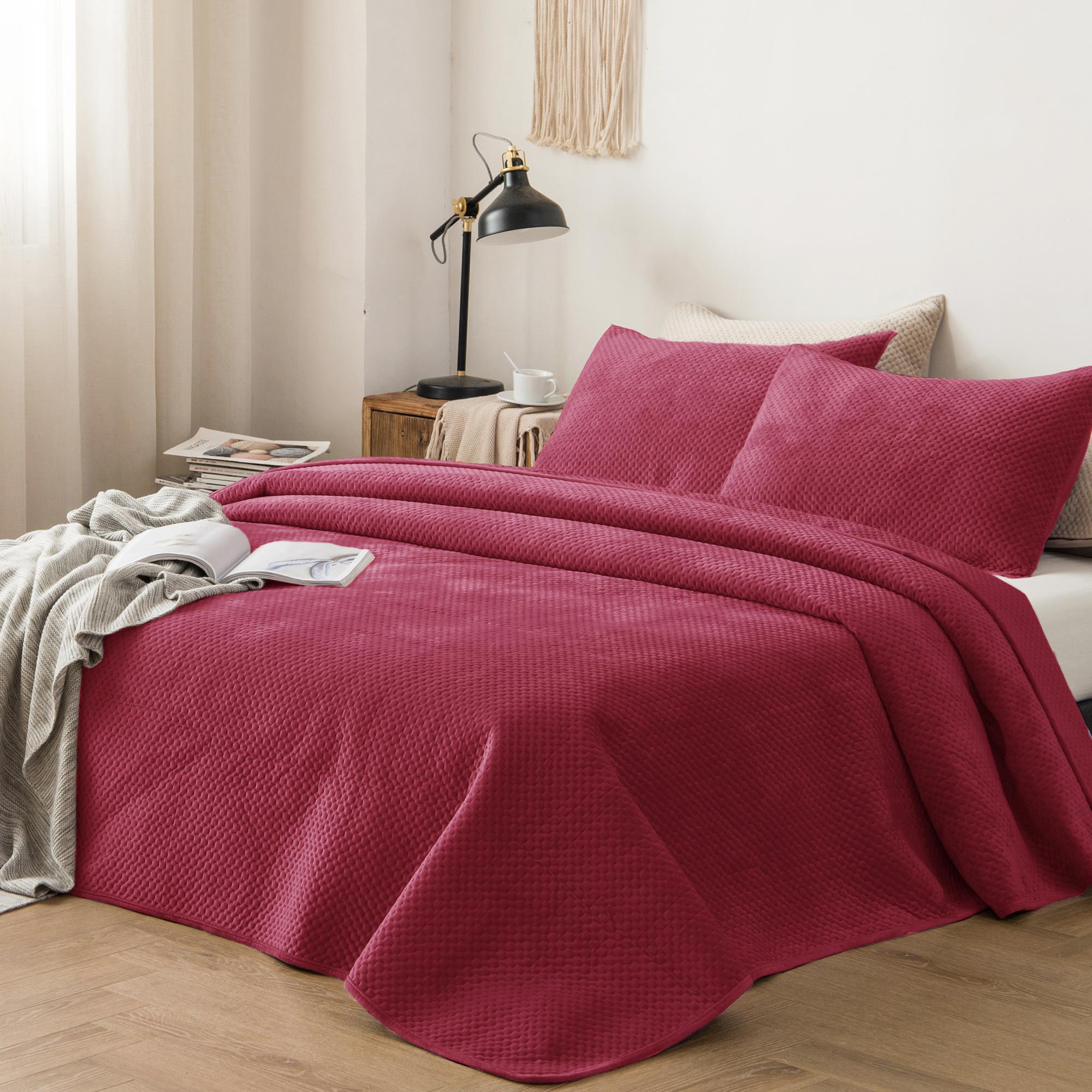 Kasentex All Season Cozy Velvet Quilt Set with Shams, Queen, King, Room Decor, Graduation Gifts by Kasentex