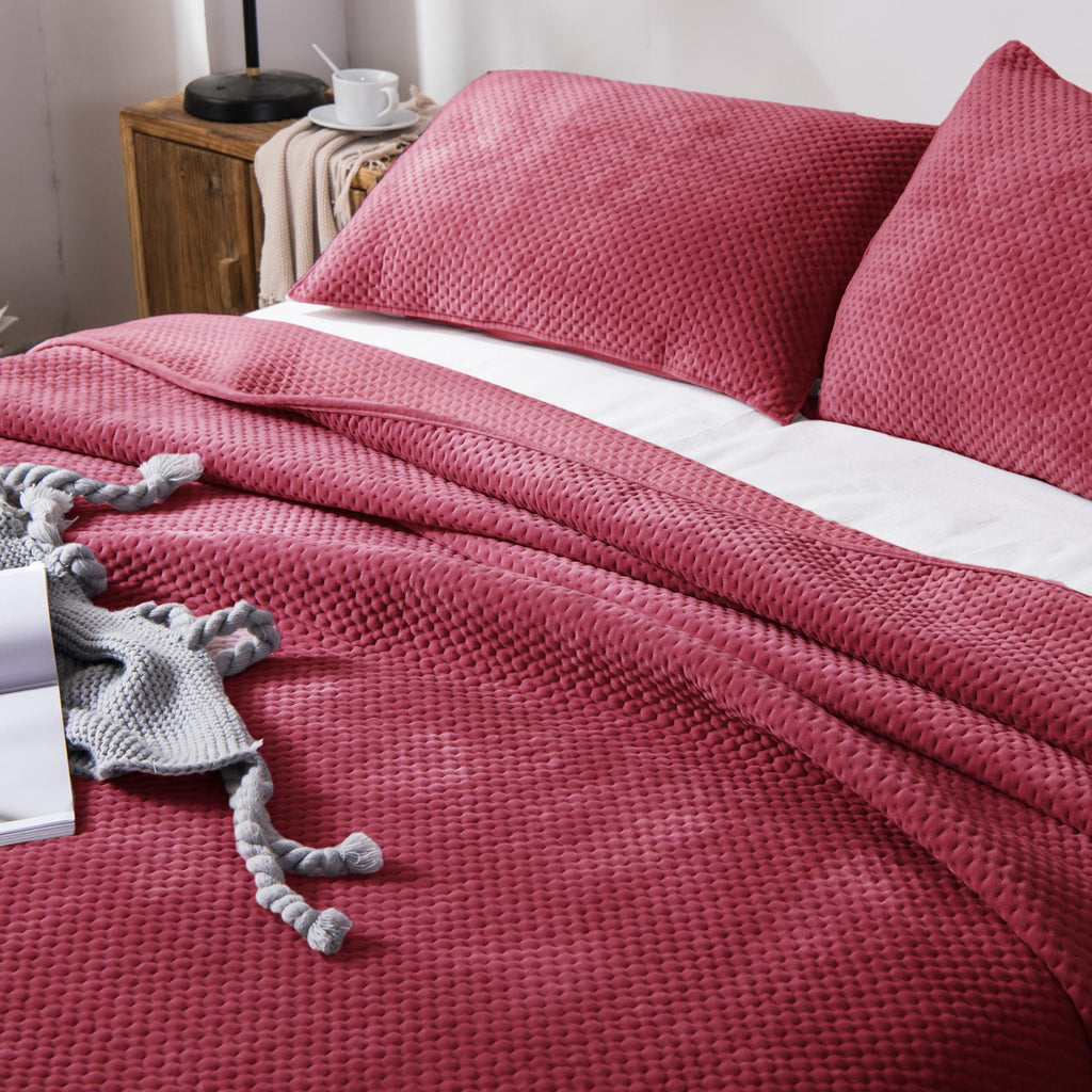 Kasentex All Season Cozy Velvet Quilt Set with Shams, Queen, King, Room Decor, Graduation Gifts by Kasentex