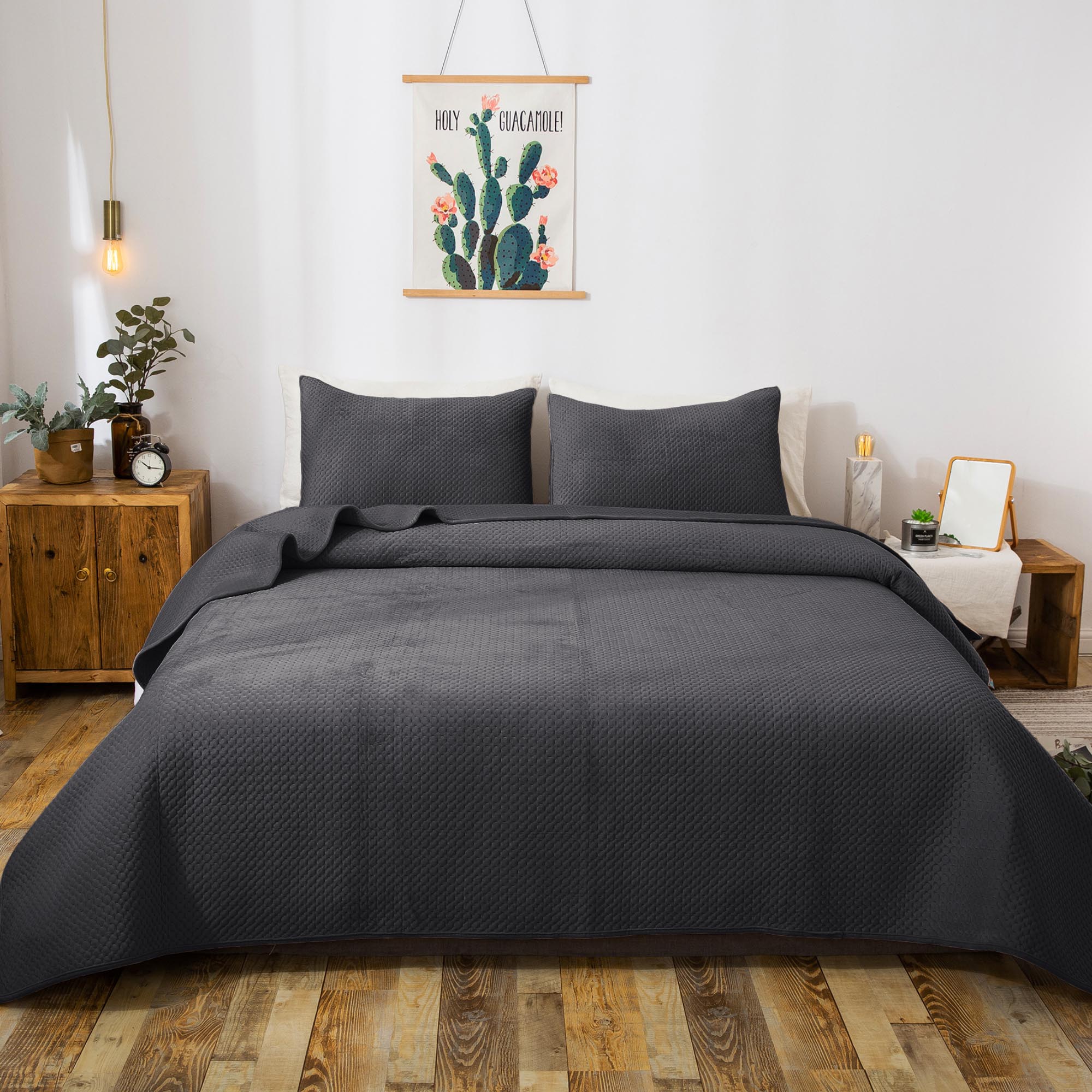 Kasentex All Season Cozy Velvet Quilt Set with Shams, Queen, King, Room Decor, Graduation Gifts by Kasentex