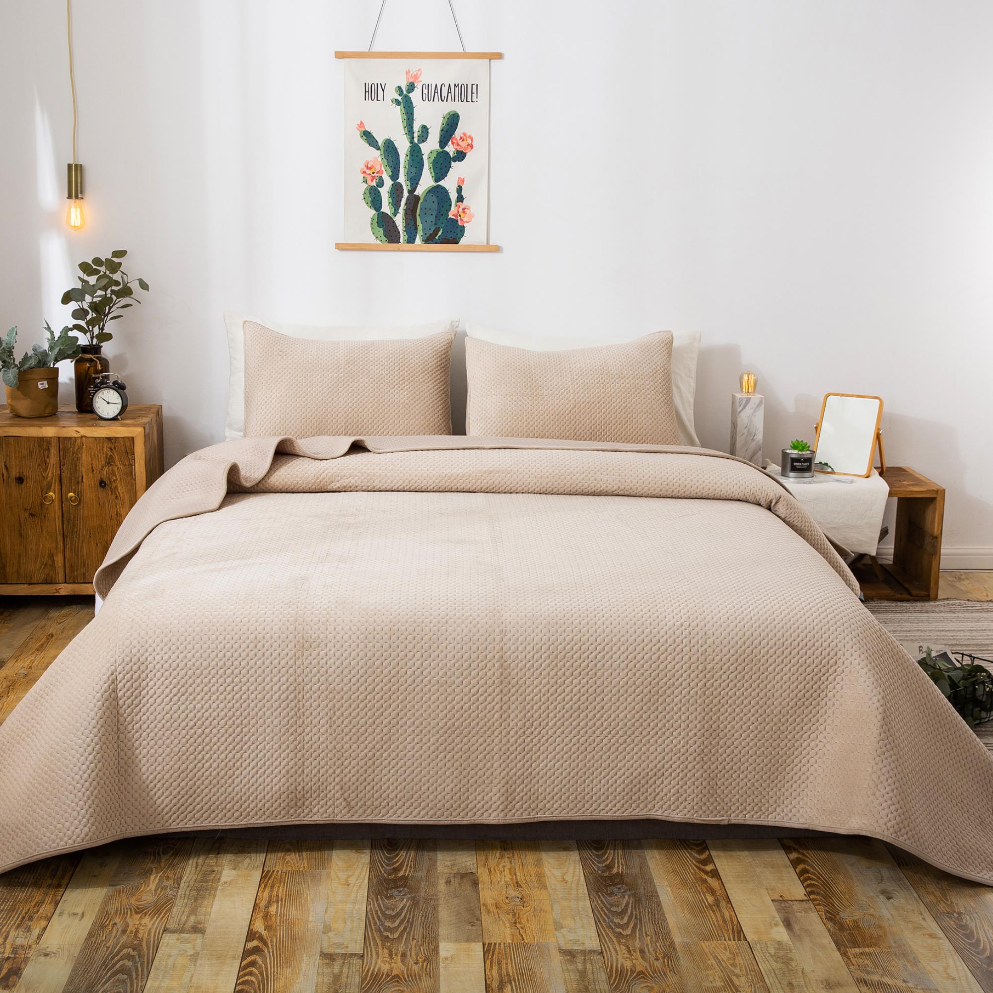Kasentex All Season Cozy Velvet Quilt Set with Shams, Queen, King, Room Decor, Graduation Gifts by Kasentex