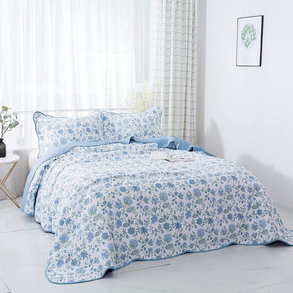 Kasentex 100% Cotton Summer Ultra Soft Floral Design 3 Piece Reversible Bedding Set, Room Decor, Graduation Gifts by Kasentex