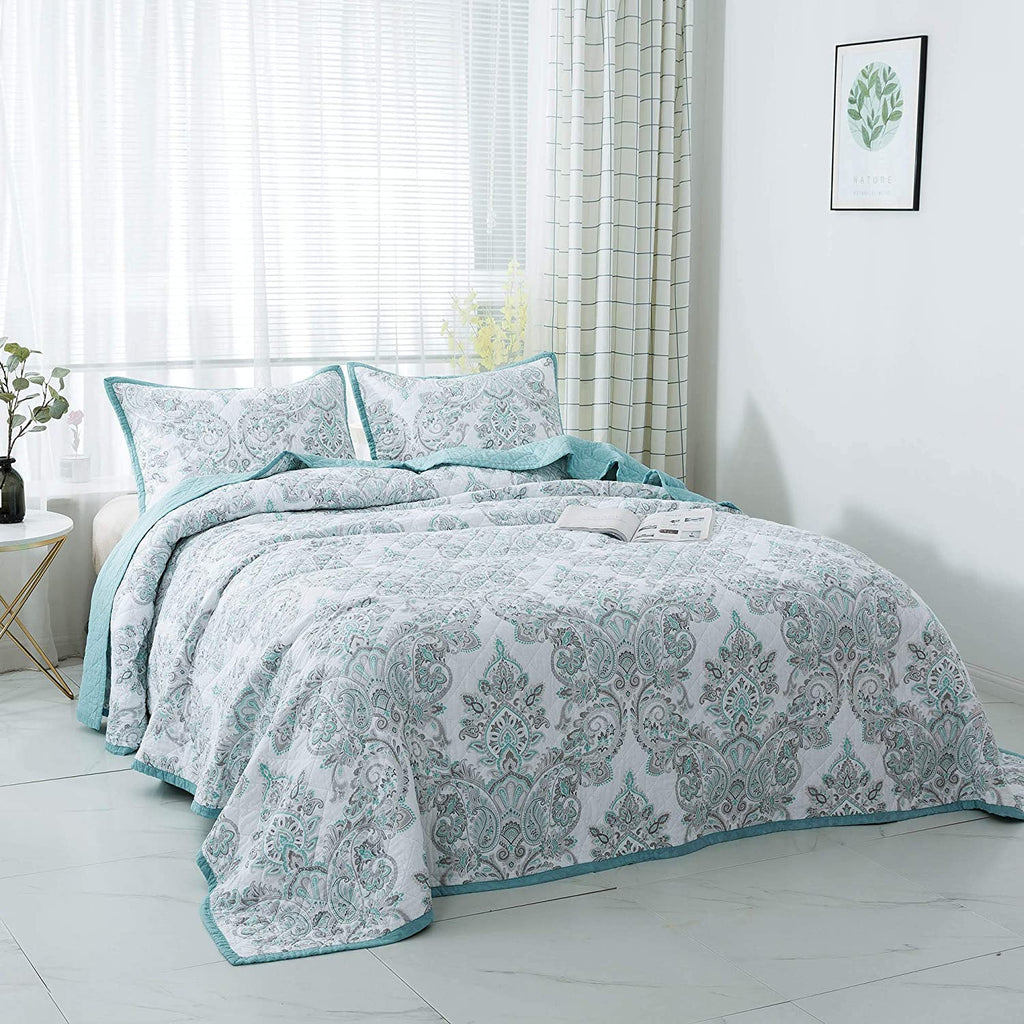 Kasentex 100% Cotton Summer Ultra Soft Floral Design 3 Piece Reversible Bedding Set, Room Decor, Graduation Gifts by Kasentex
