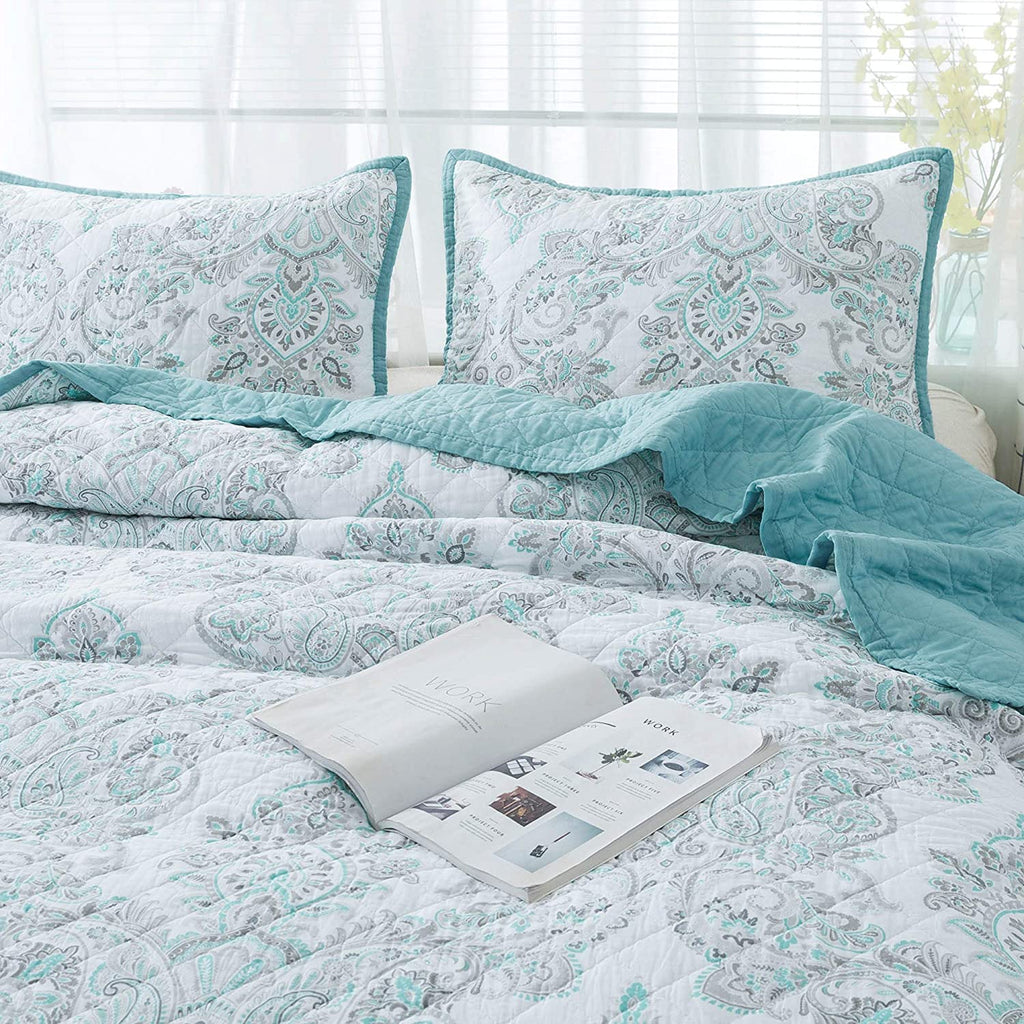 Kasentex 100% Cotton Summer Ultra Soft Floral Design 3 Piece Reversible Bedding Set, Room Decor, Graduation Gifts by Kasentex