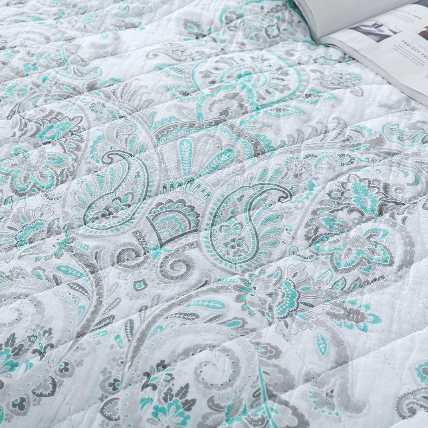 Kasentex 100% Cotton Summer Ultra Soft Floral Design 3 Piece Reversible Bedding Set, Room Decor, Graduation Gifts by Kasentex
