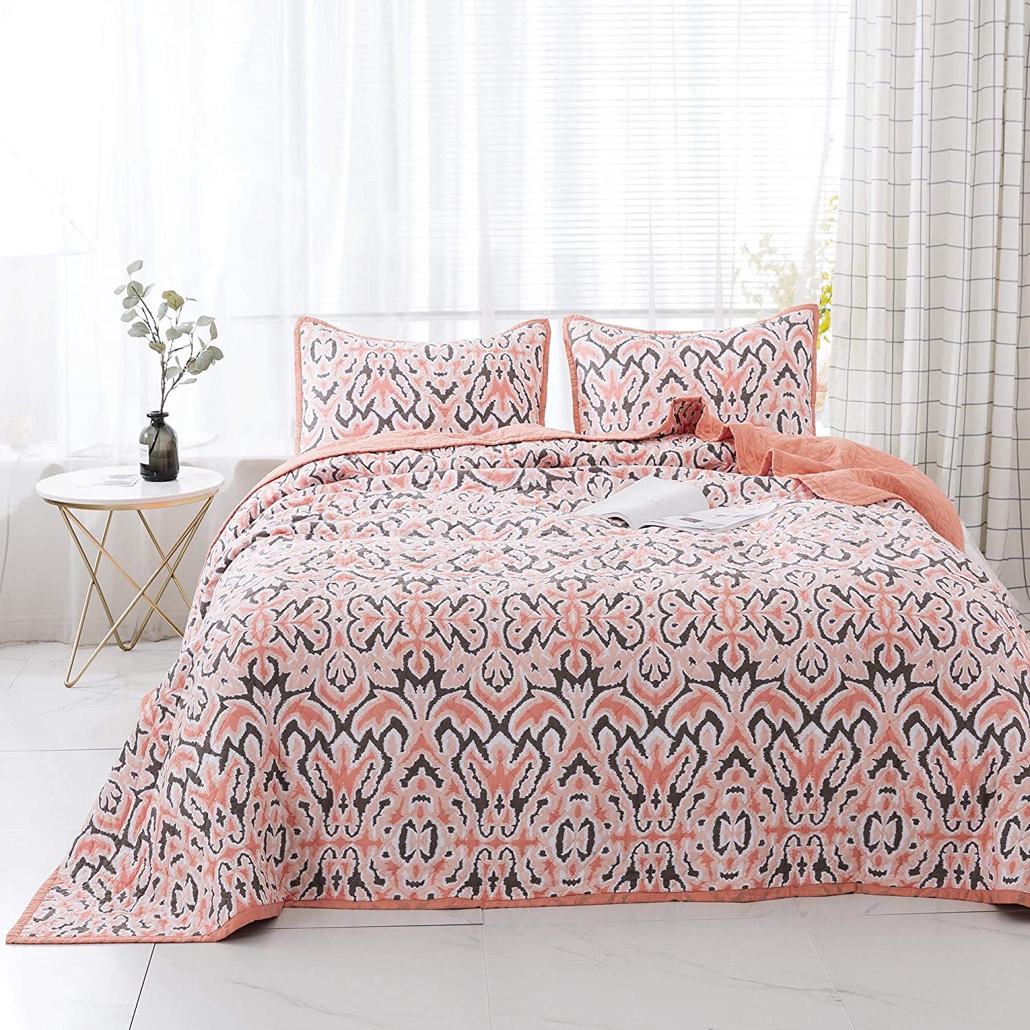 Kasentex 100% Cotton Summer Ultra Soft Floral Design 3 Piece Reversible Bedding Set, Room Decor, Graduation Gifts by Kasentex