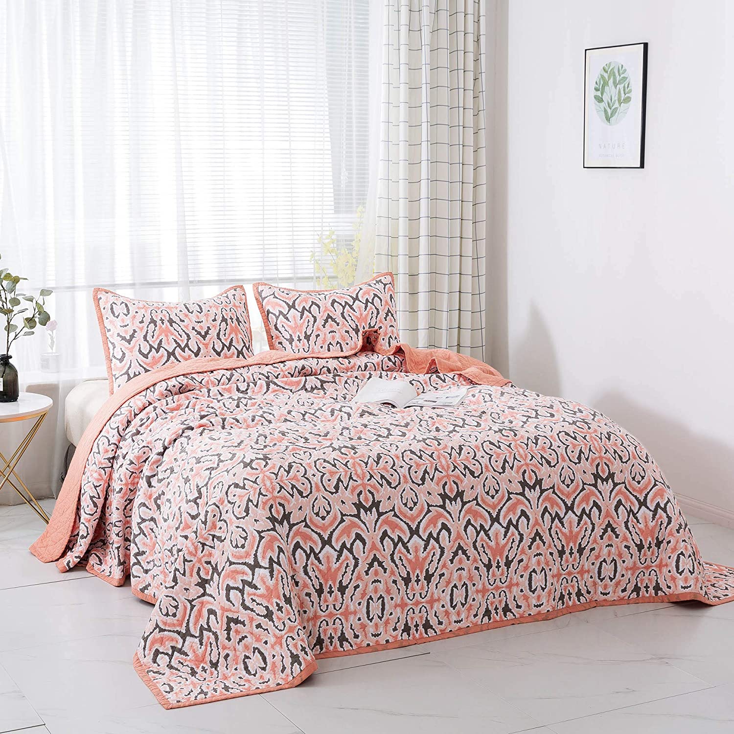 Kasentex 100% Cotton Summer Ultra Soft Floral Design 3 Piece Reversible Bedding Set, Room Decor, Graduation Gifts by Kasentex