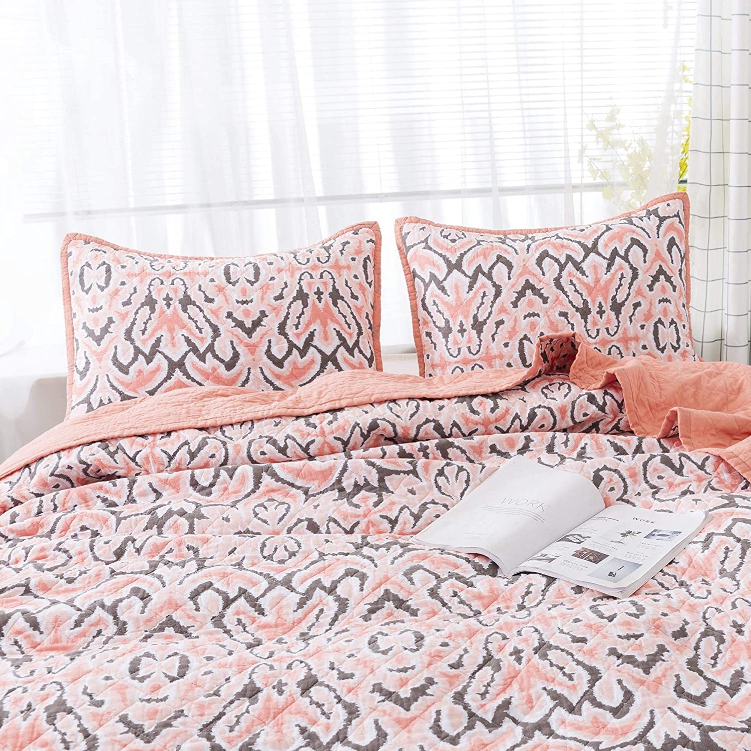 Kasentex 100% Cotton Summer Ultra Soft Floral Design 3 Piece Reversible Bedding Set, Room Decor, Graduation Gifts by Kasentex