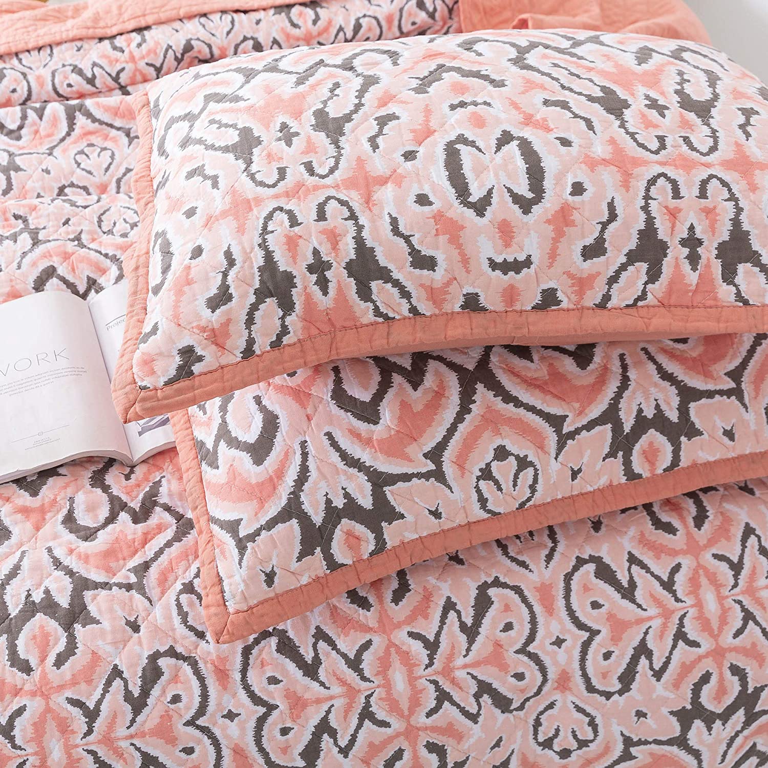 Kasentex 100% Cotton Summer Ultra Soft Floral Design 3 Piece Reversible Bedding Set, Room Decor, Graduation Gifts by Kasentex