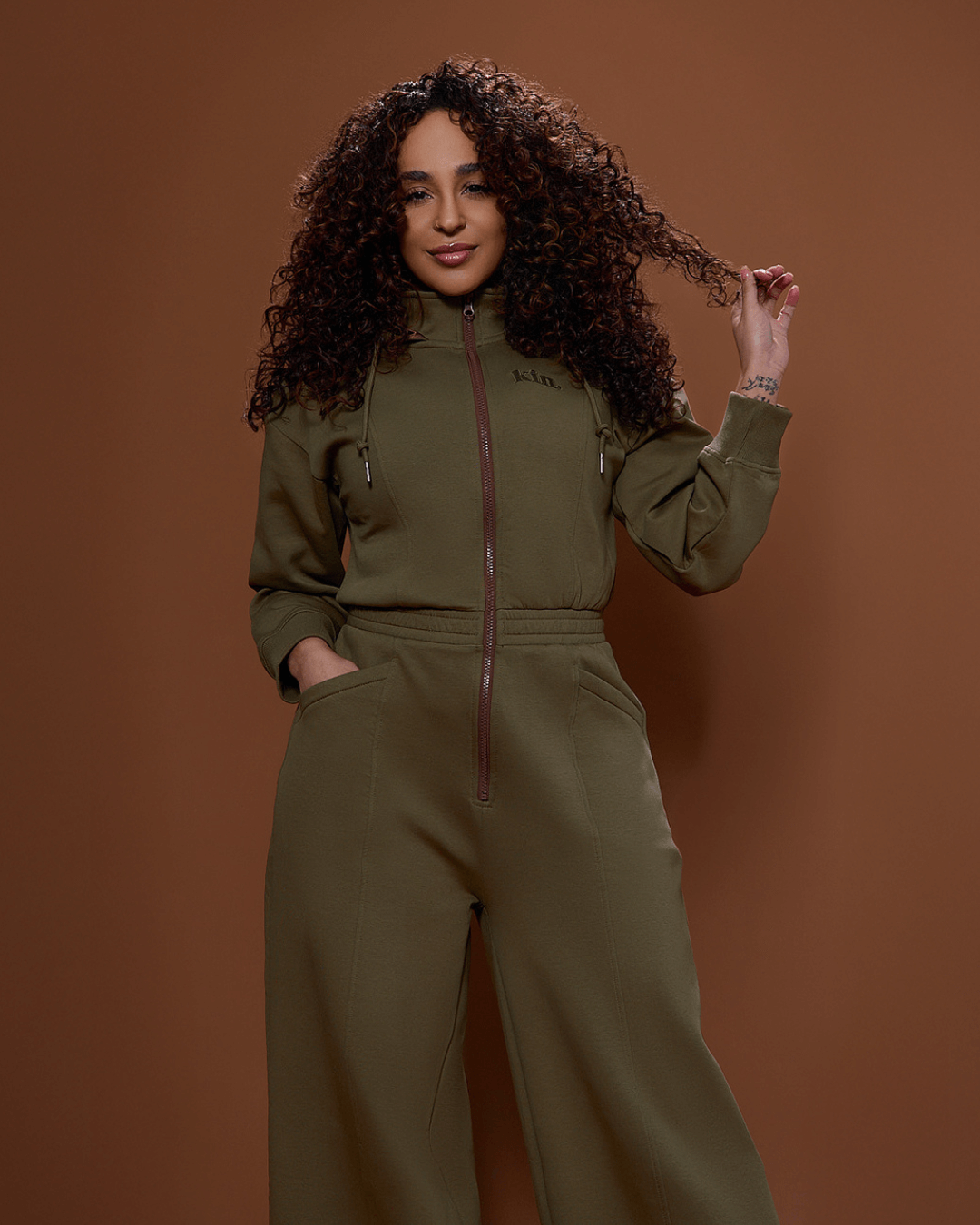 Green Satin Lined Jumpsuit by KINApparel