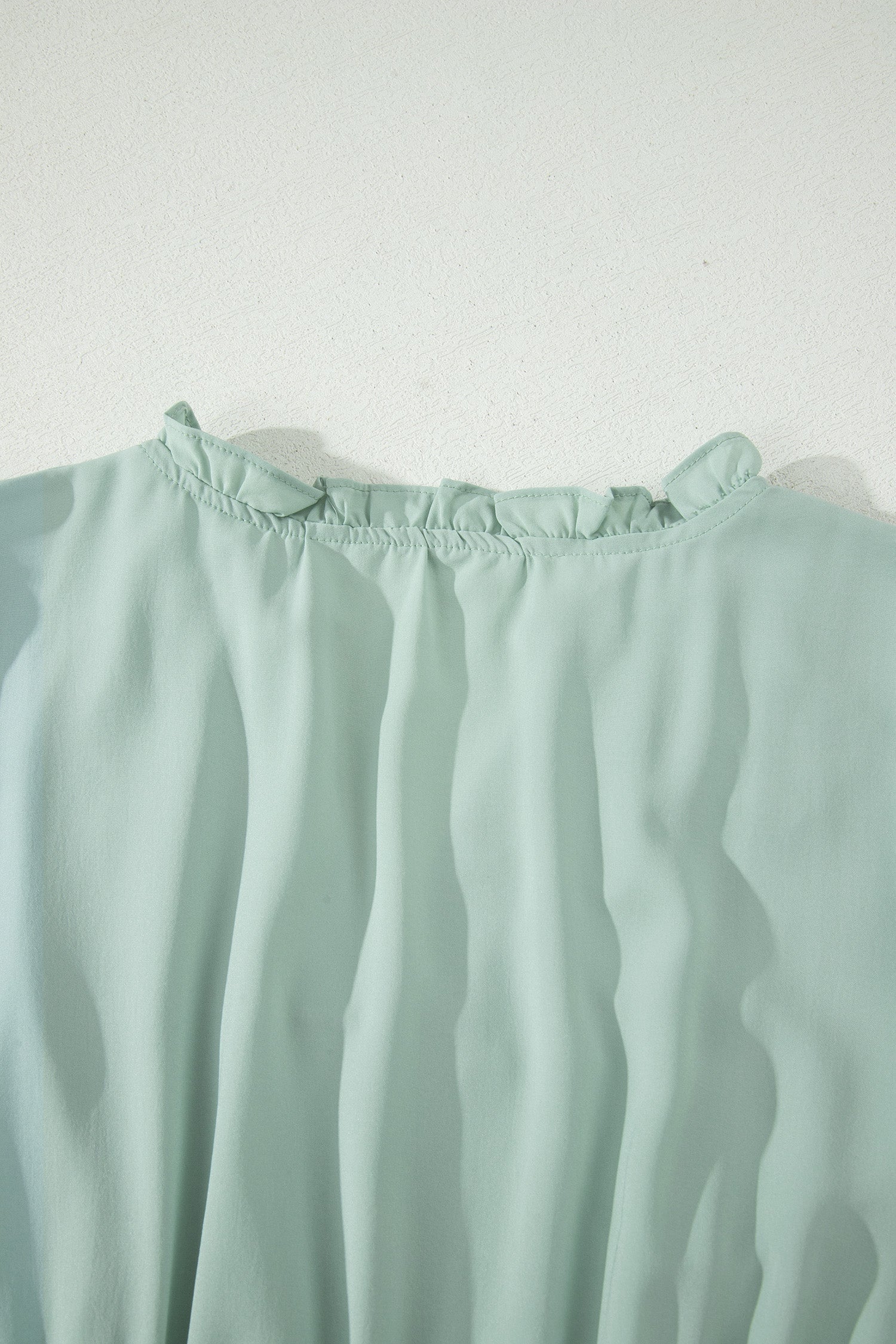 Solid V-Neck Short Puff Sleeve Tiered Maxi Dress