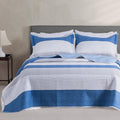 Kasentex Spring Lightweight Reversible Stripe Quilt Set Bedding- Sky Blue and Ivory White, Room Decor, Graduation Gifts, Father's Day Gift by Kasentex
