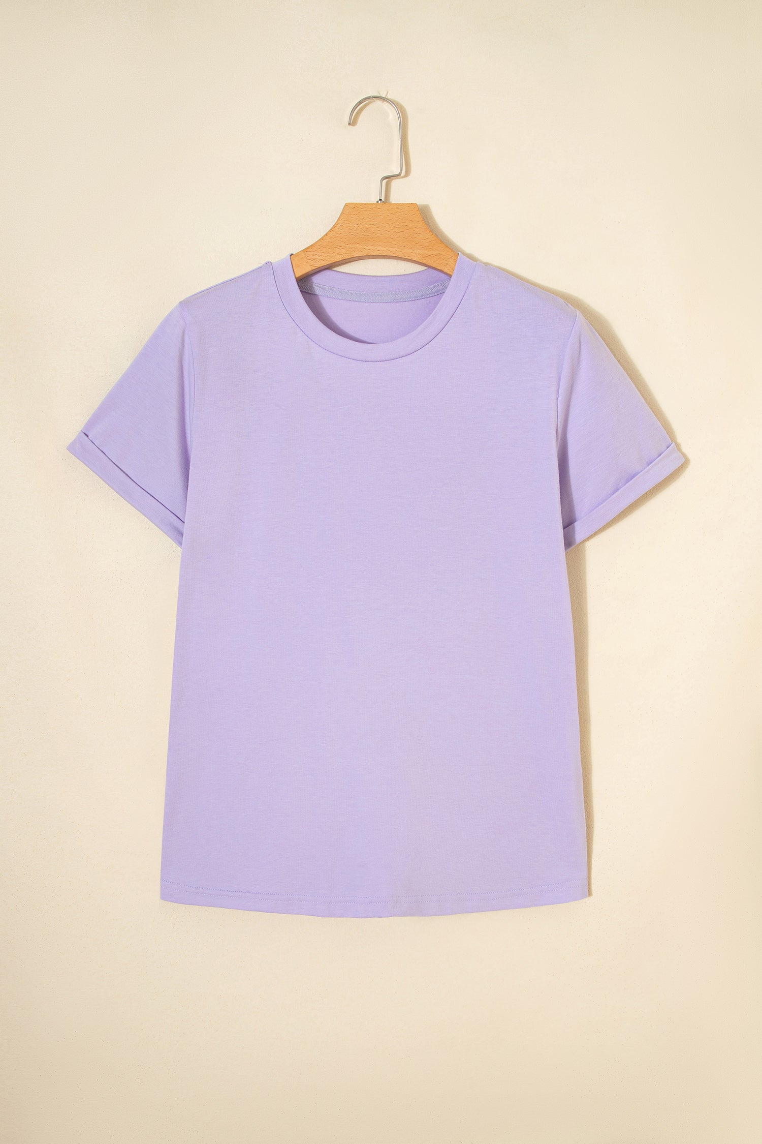 Solid Short Sleeve Crew Neck Tee