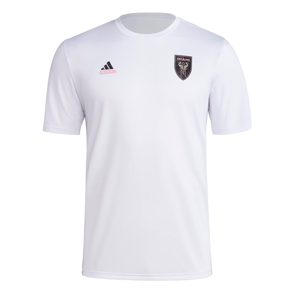 adidas Mens CF Short Sleeve Pre-Game T-Shirt White/Club Inter De Futbol Miami Large by EasyOptionXY