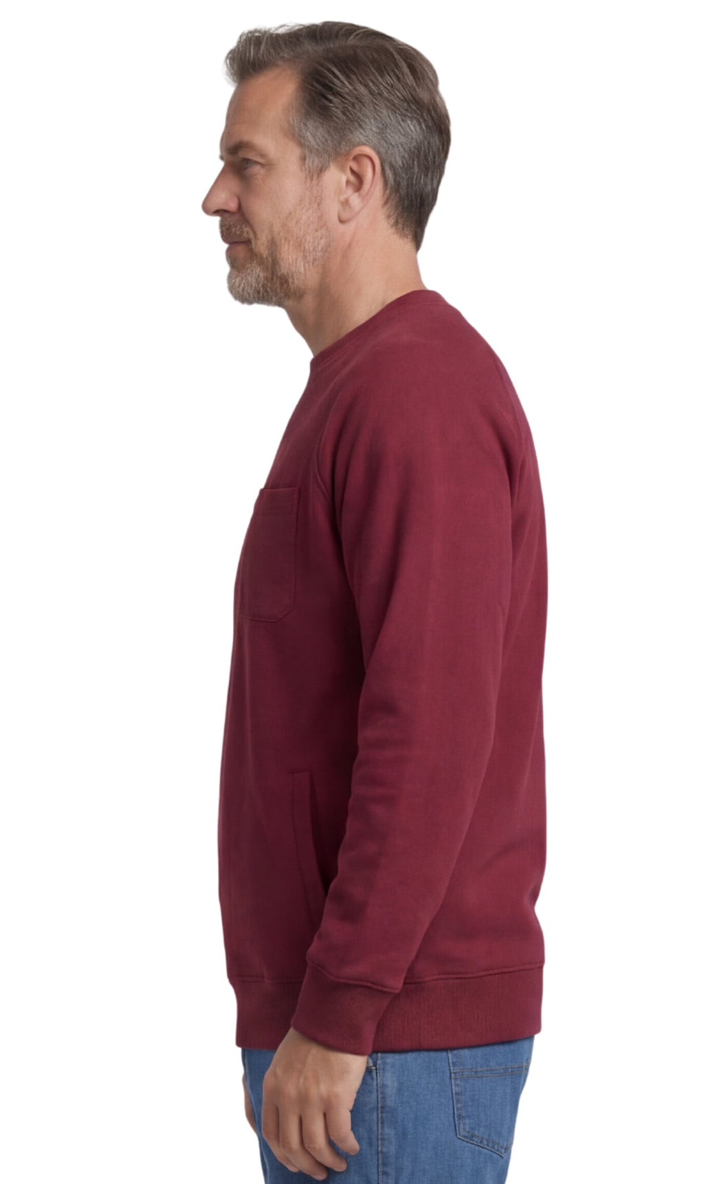 Mens 3-Pocket Fleece Sweatshirt with Raglan Seams, Chest Pocket and Tagless Neck by TURTLE BAY APPAREL