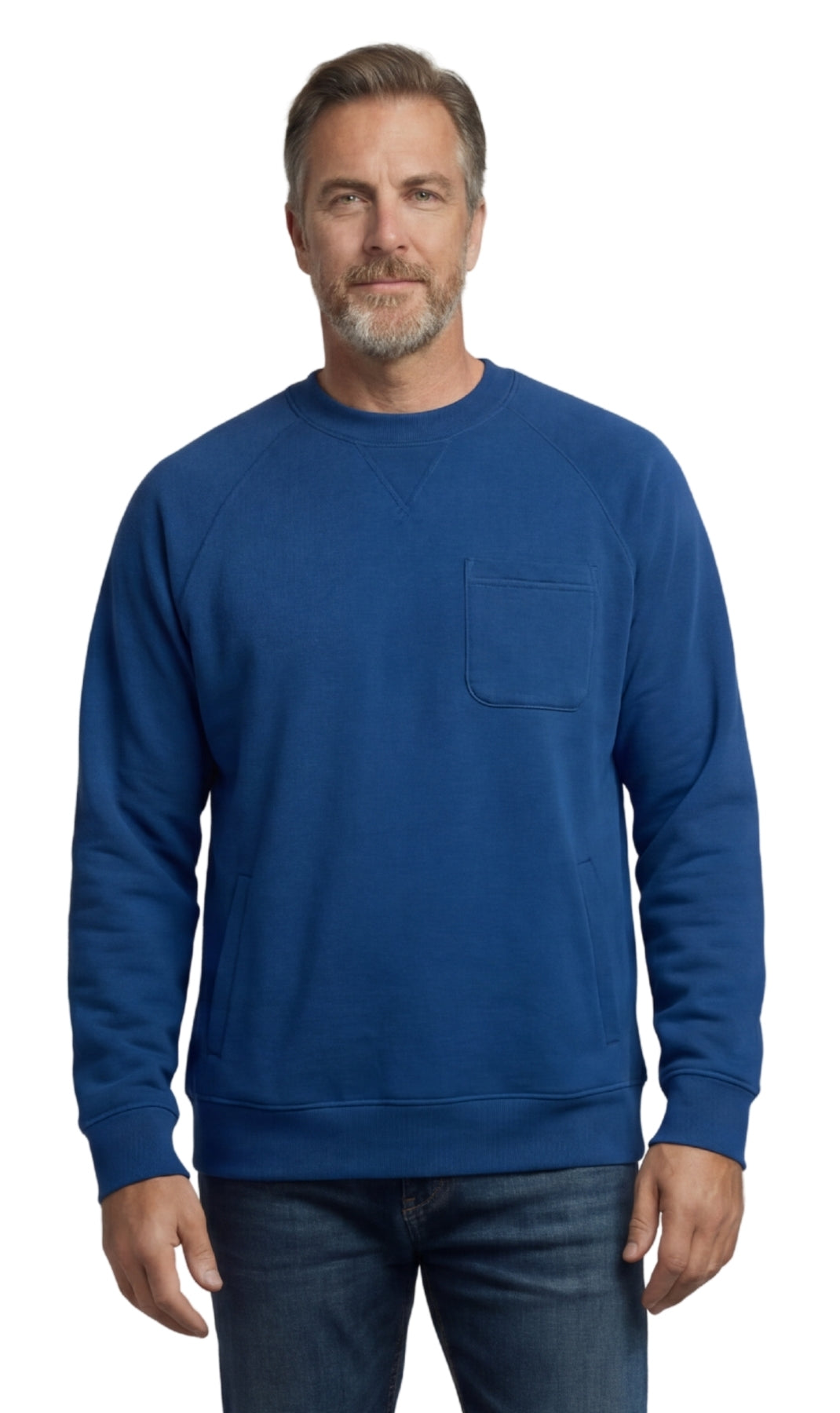 Mens 3-Pocket Fleece Sweatshirt with Raglan Seams, Chest Pocket and Tagless Neck by TURTLE BAY APPAREL