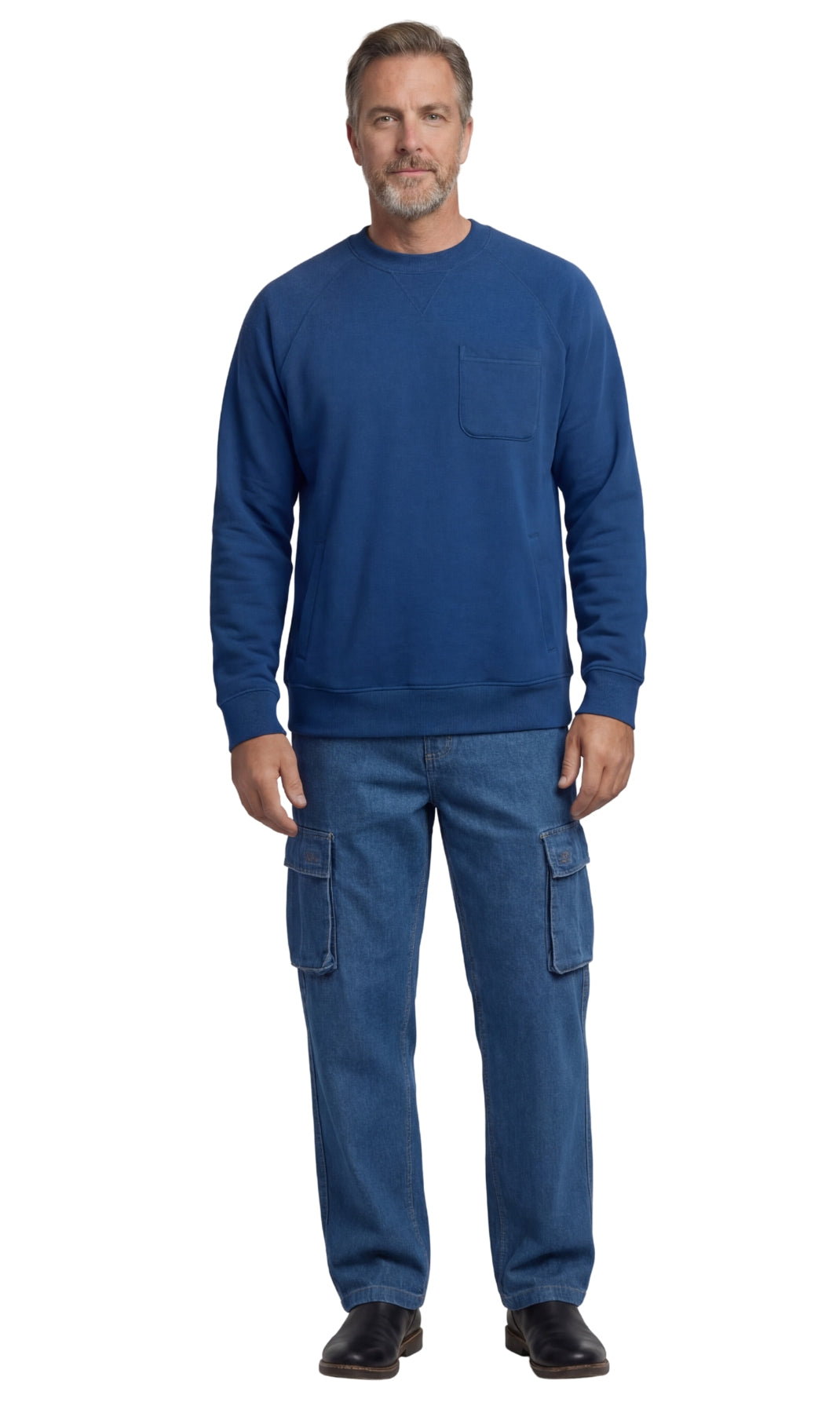 Mens 3-Pocket Fleece Sweatshirt with Raglan Seams, Chest Pocket and Tagless Neck by TURTLE BAY APPAREL
