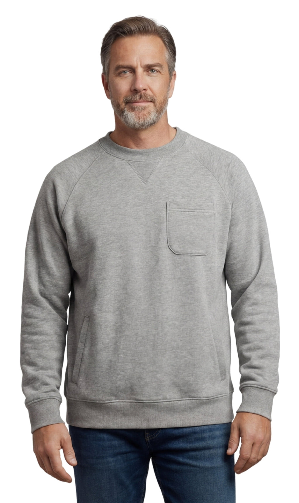 Mens 3-Pocket Fleece Sweatshirt with Raglan Seams, Chest Pocket and Tagless Neck by TURTLE BAY APPAREL