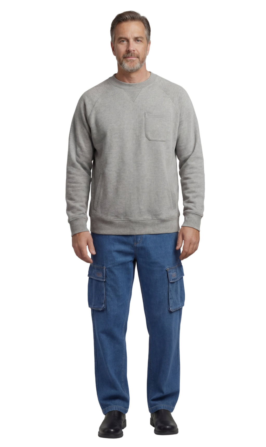 Mens 3-Pocket Fleece Sweatshirt with Raglan Seams, Chest Pocket and Tagless Neck by TURTLE BAY APPAREL