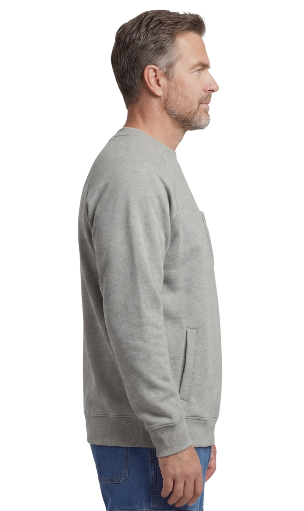 Mens 3-Pocket Fleece Sweatshirt with Raglan Seams, Chest Pocket and Tagless Neck by TURTLE BAY APPAREL