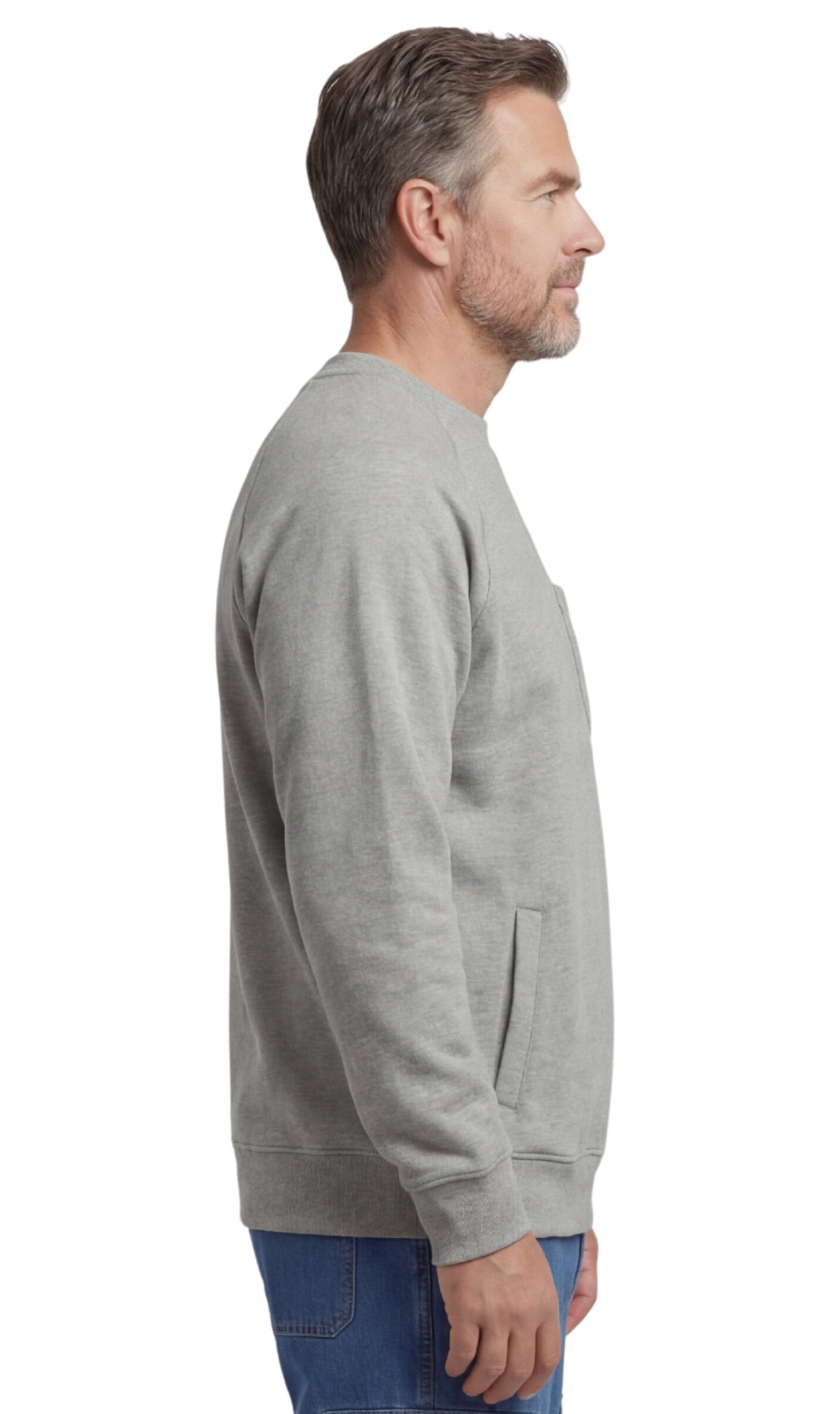 Mens 3-Pocket Fleece Sweatshirt with Raglan Seams, Chest Pocket and Tagless Neck by TURTLE BAY APPAREL