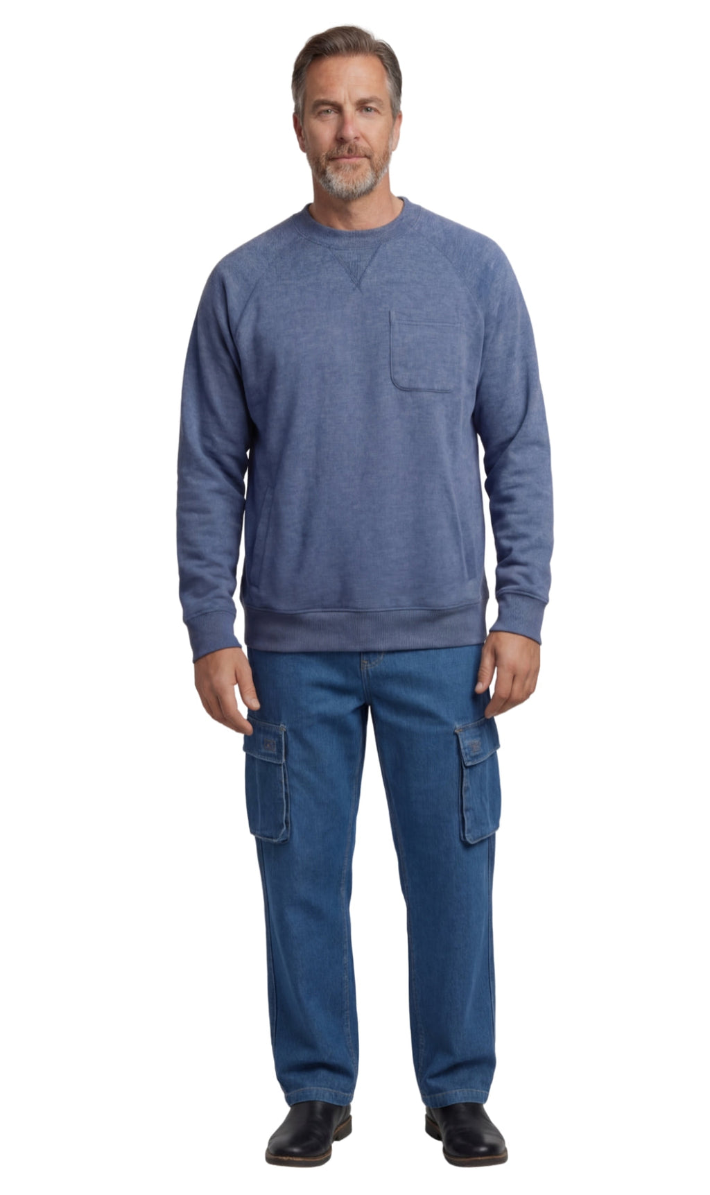 Mens 3-Pocket Fleece Sweatshirt with Raglan Seams, Chest Pocket and Tagless Neck by TURTLE BAY APPAREL
