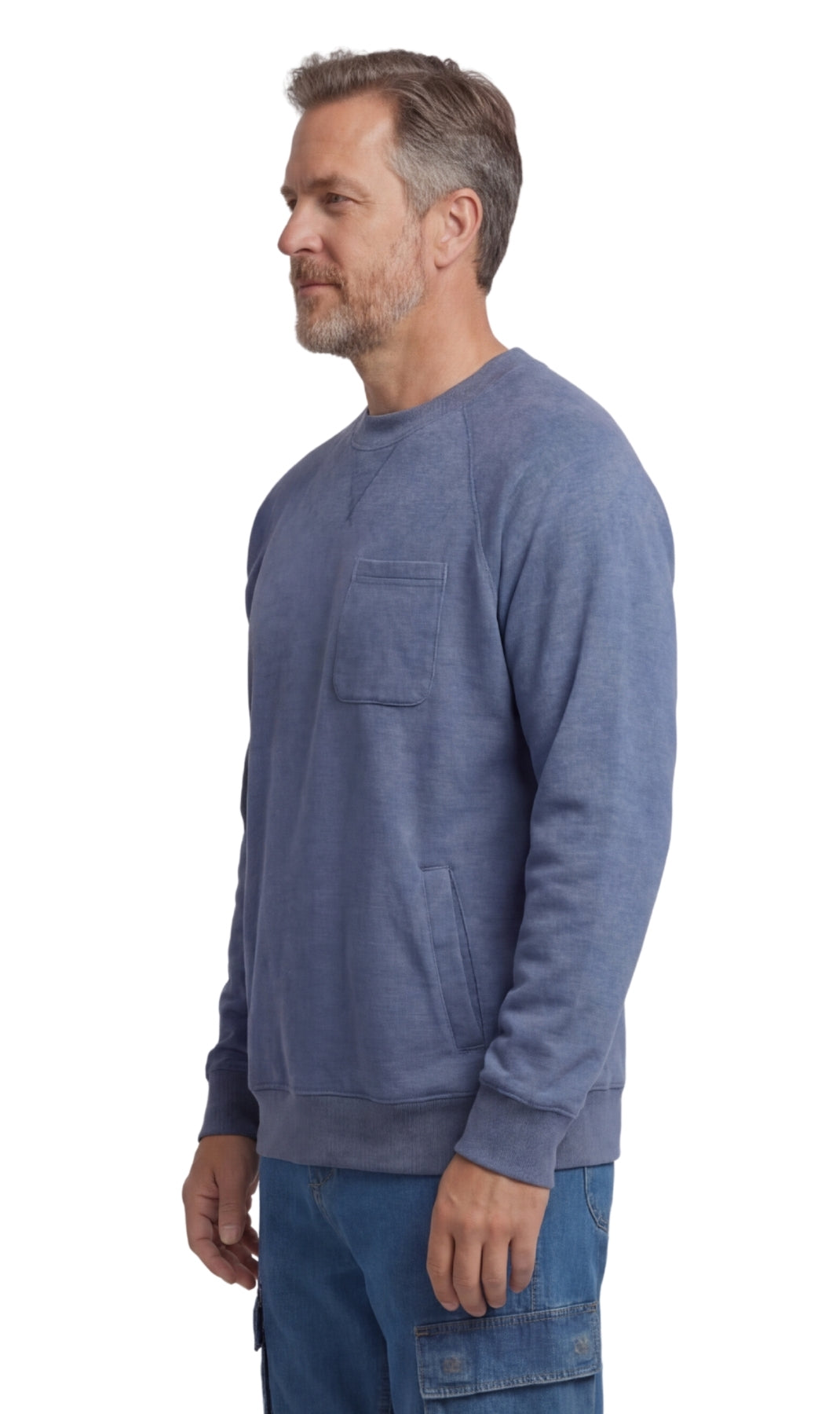 Mens 3-Pocket Fleece Sweatshirt with Raglan Seams, Chest Pocket and Tagless Neck by TURTLE BAY APPAREL