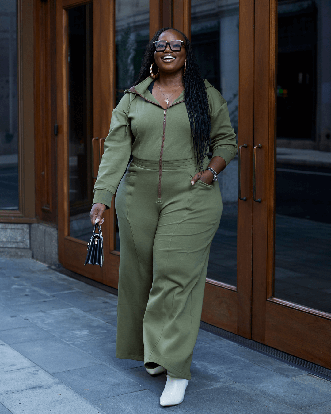 Green Satin Lined Jumpsuit by KINApparel