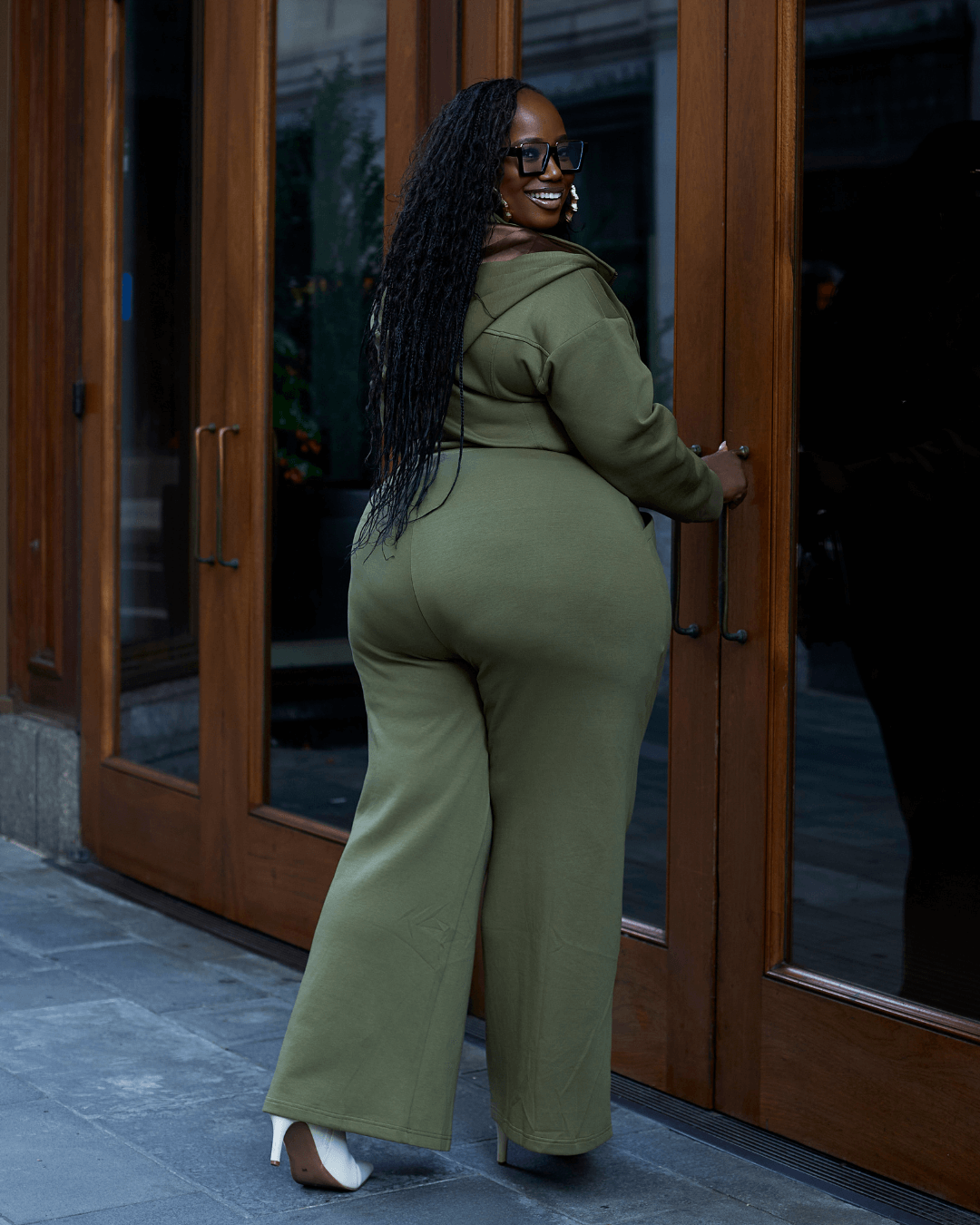 Green Satin Lined Jumpsuit by KINApparel